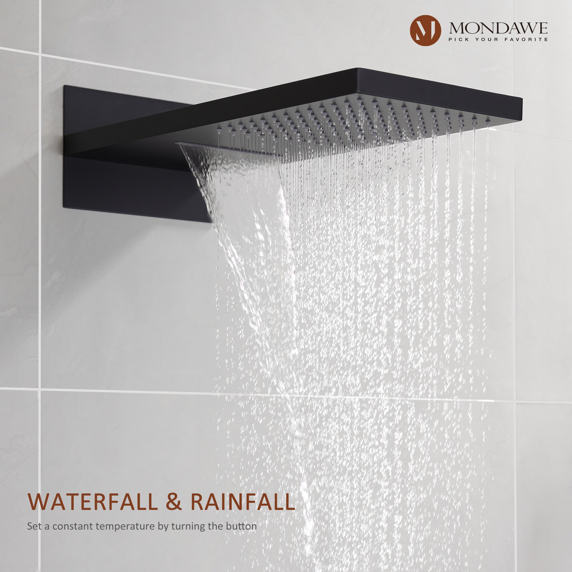 Mondawe WF6648-22BL Showerhead-Bar-Panels - View #4