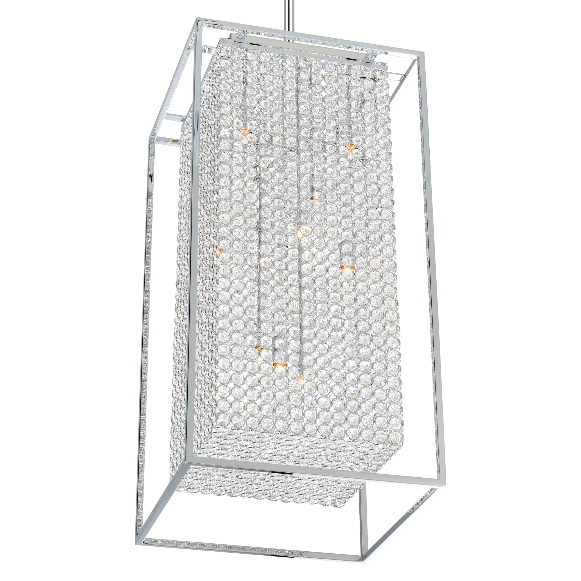 Cube 29" Chrome and Crystal 11-Light Chandelier