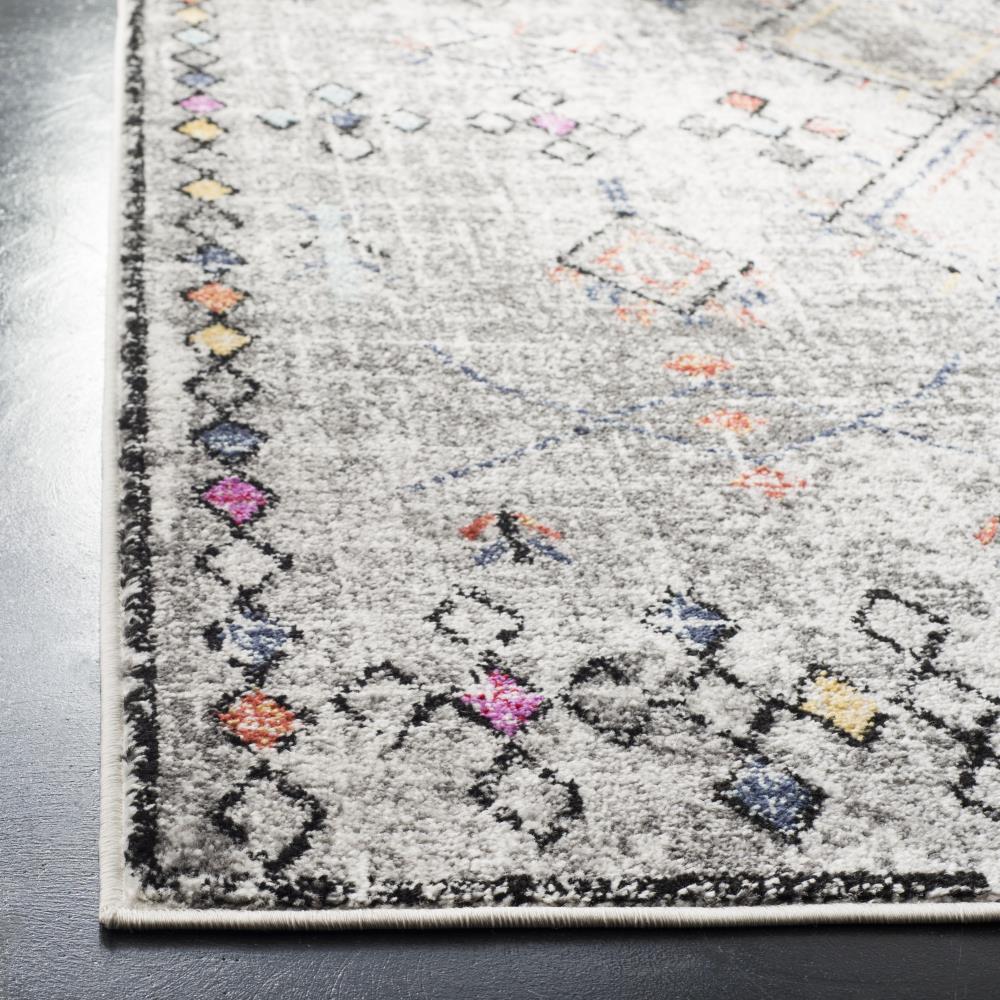 Gray and Multicolor Abstract Synthetic 6' x 9' Rectangular Rug