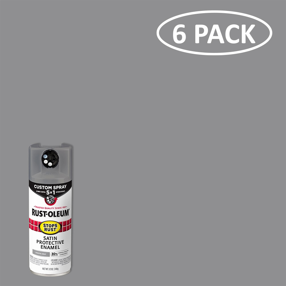 Rust-Oleum Stops Rust 5-in-1 6 -Pack Satin Coastal Gray Spray paint ( NET WT. 12-oz ) #376872SOS