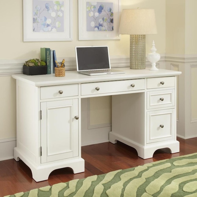 Asian Hardwood Computer Desk, Small White Desk With File Drawer
