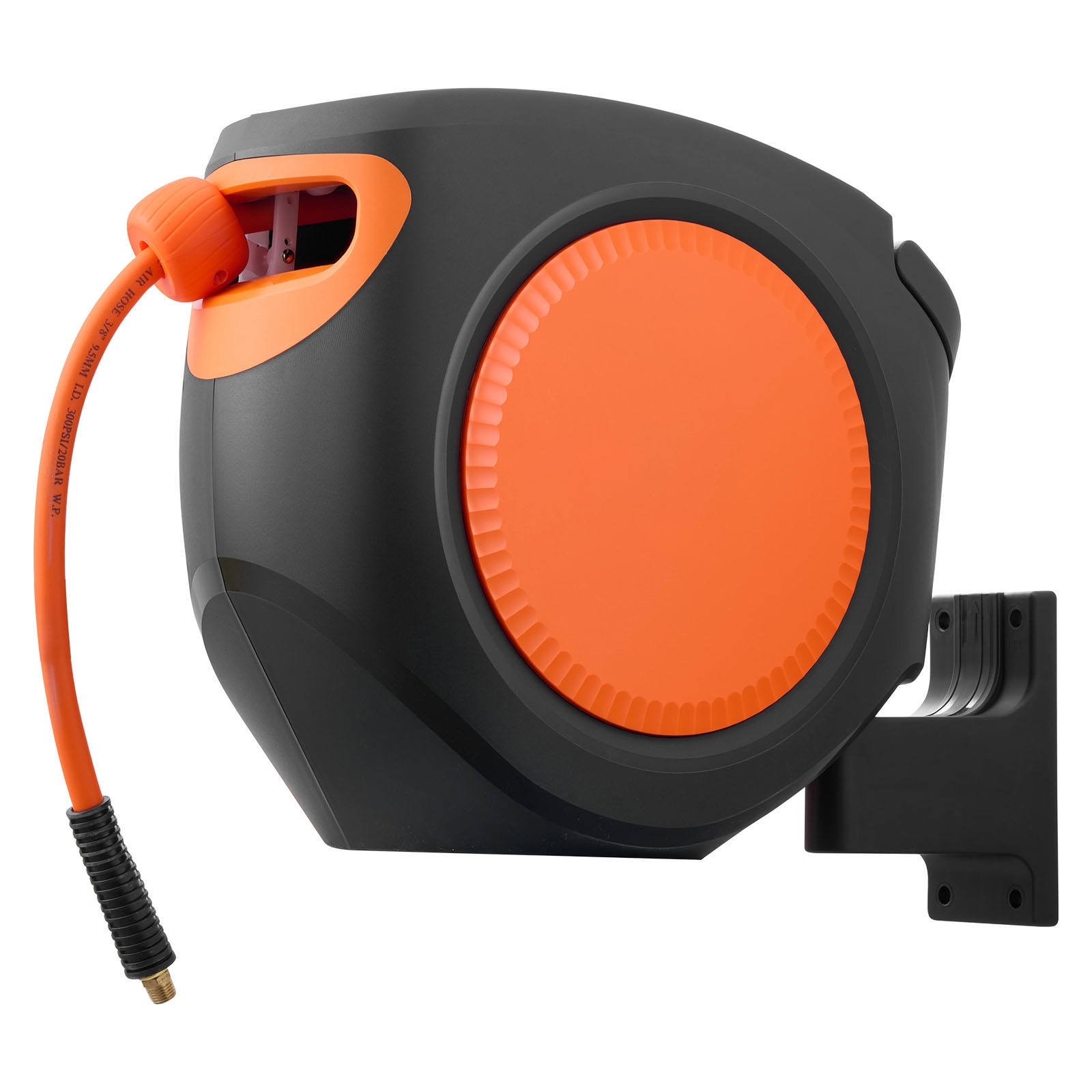 VEVOR Retractable Air Hose Reel 3/8 Inch x 80 FT Hybrid Air Hose Max 300PSI Enclosed Air-Compressor Hoses Reel Auto Rewind with 6.6 ft Lead in 180 degrees Swivel Ceiling/Wall Mount for Workshops