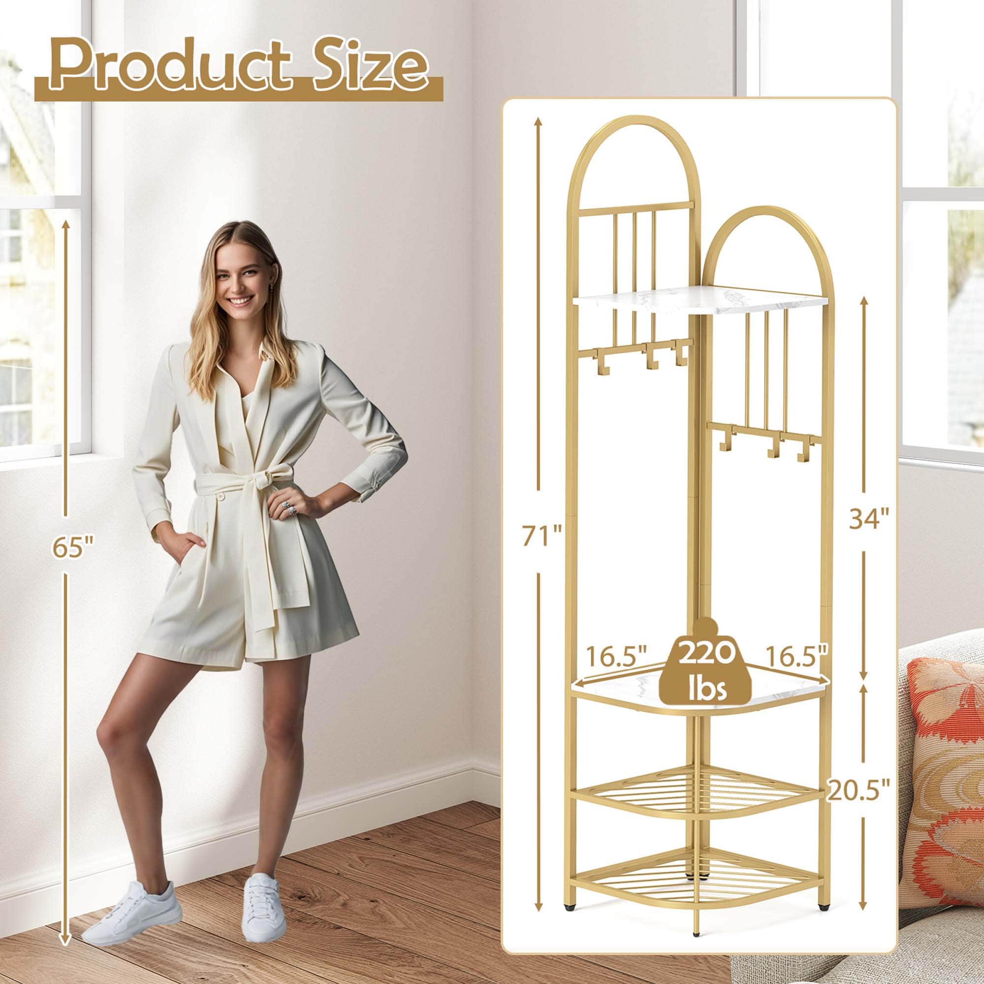 Costway HCST05622 Coatrack-Stands-Pedestals - View #2