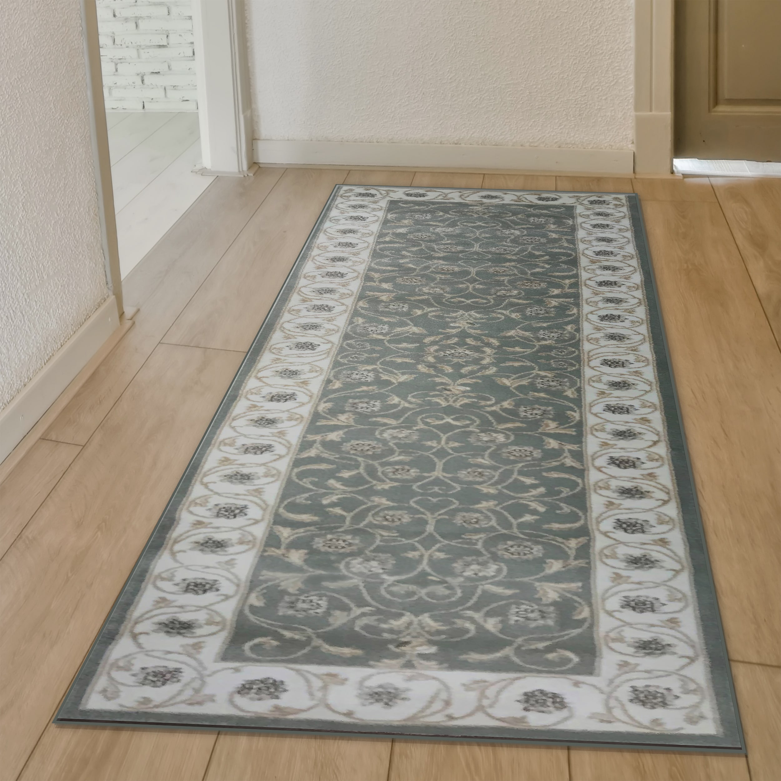 Radici USA 3743/1013/LTGREEN Pisa 2 x 8 (ft) Polypropylene Green Rectangular Indoor Floral/Botanical Oriental Runner rug