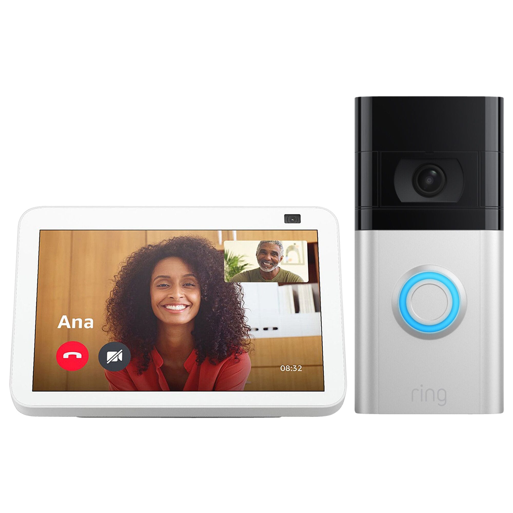 Amazon Echo Show 8 (2nd Gen) - White + Ring Video Doorbell 4 Bundle