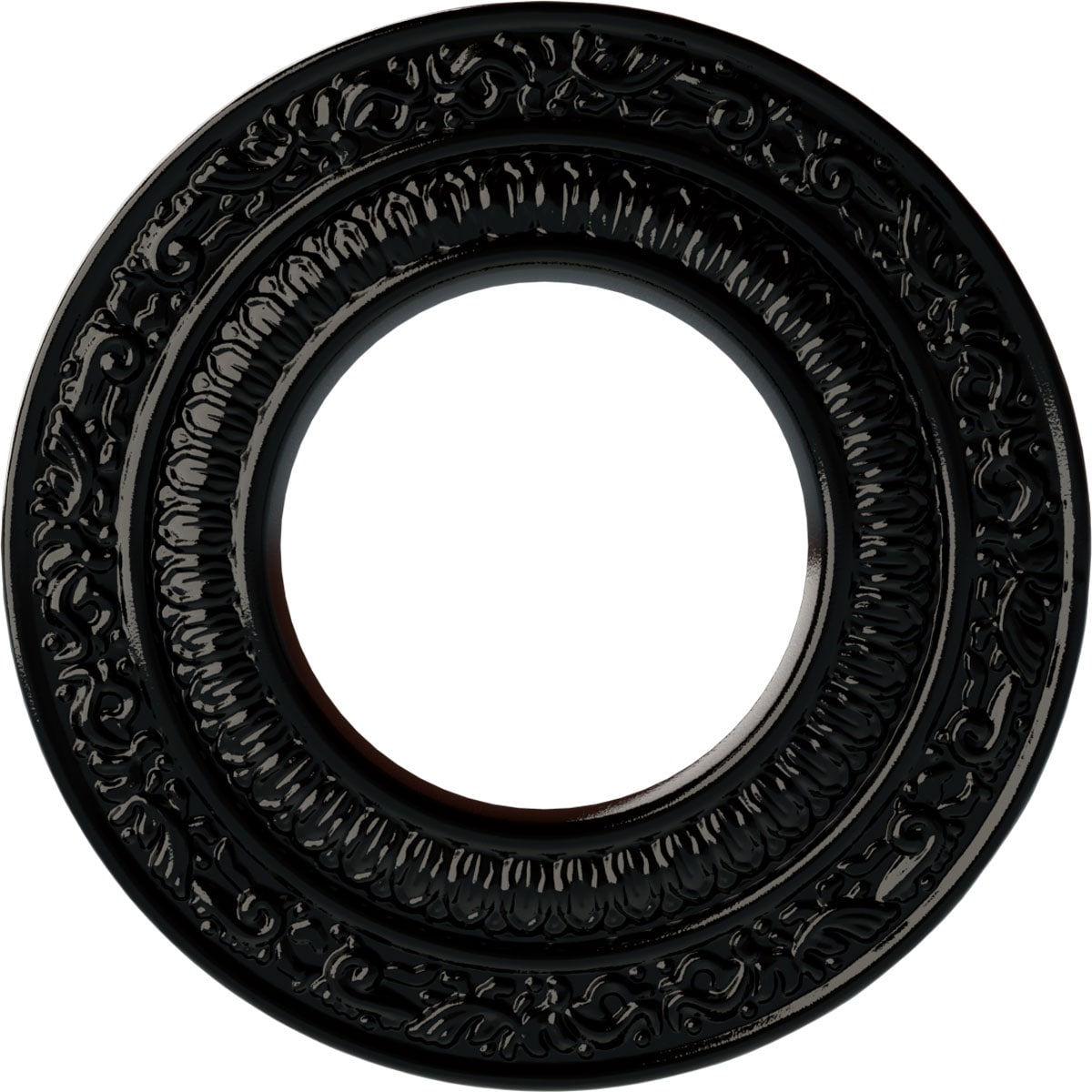Ekena Millwork CM08ADBPS Andrea 8.125-in W x 8.125-in L Painted Black Pearl Polyurethane Whole Ceiling Medallion