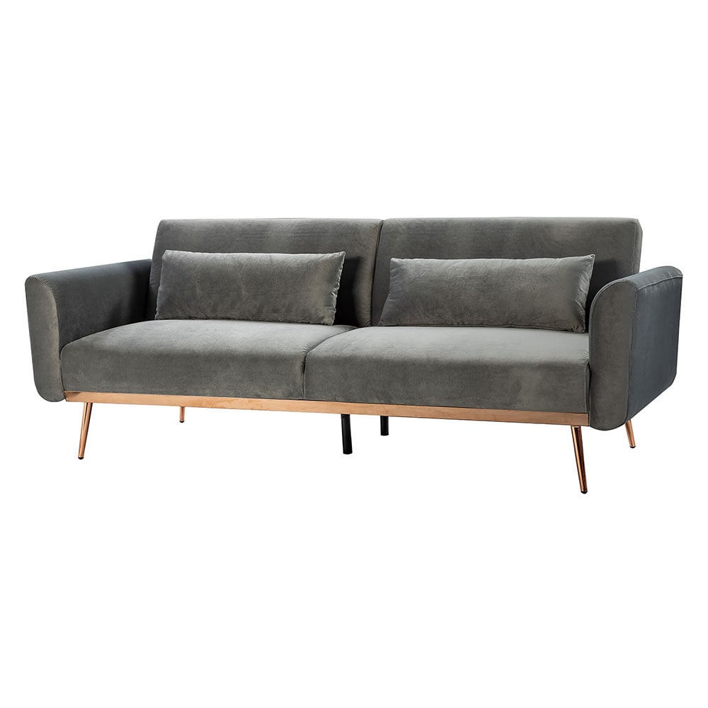 14 Karat Home SFDC0025-GREY 73.5-Inches Casual GREY Velvet Sleeper