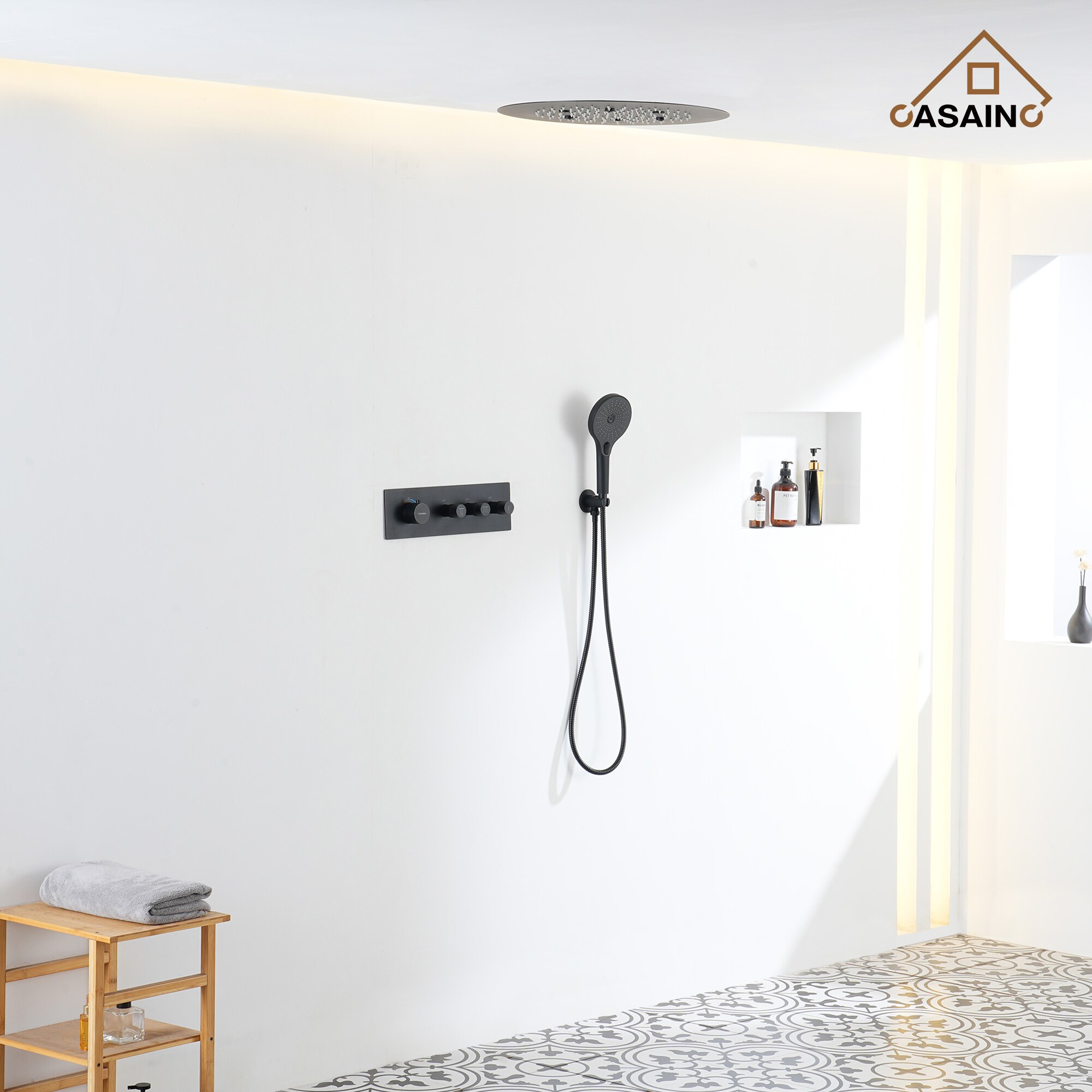 Matte Black Stainless Steel Rain and Pulse Shower System