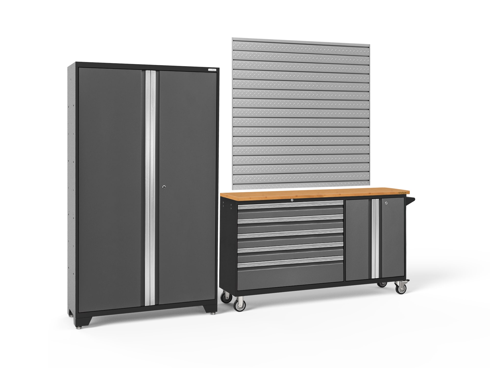 NewAge Products 50687 104.0-in W x 76.75-in H x 18.0-in D 2 -Cabinets Steel Charcoal Gray Garage Storage System