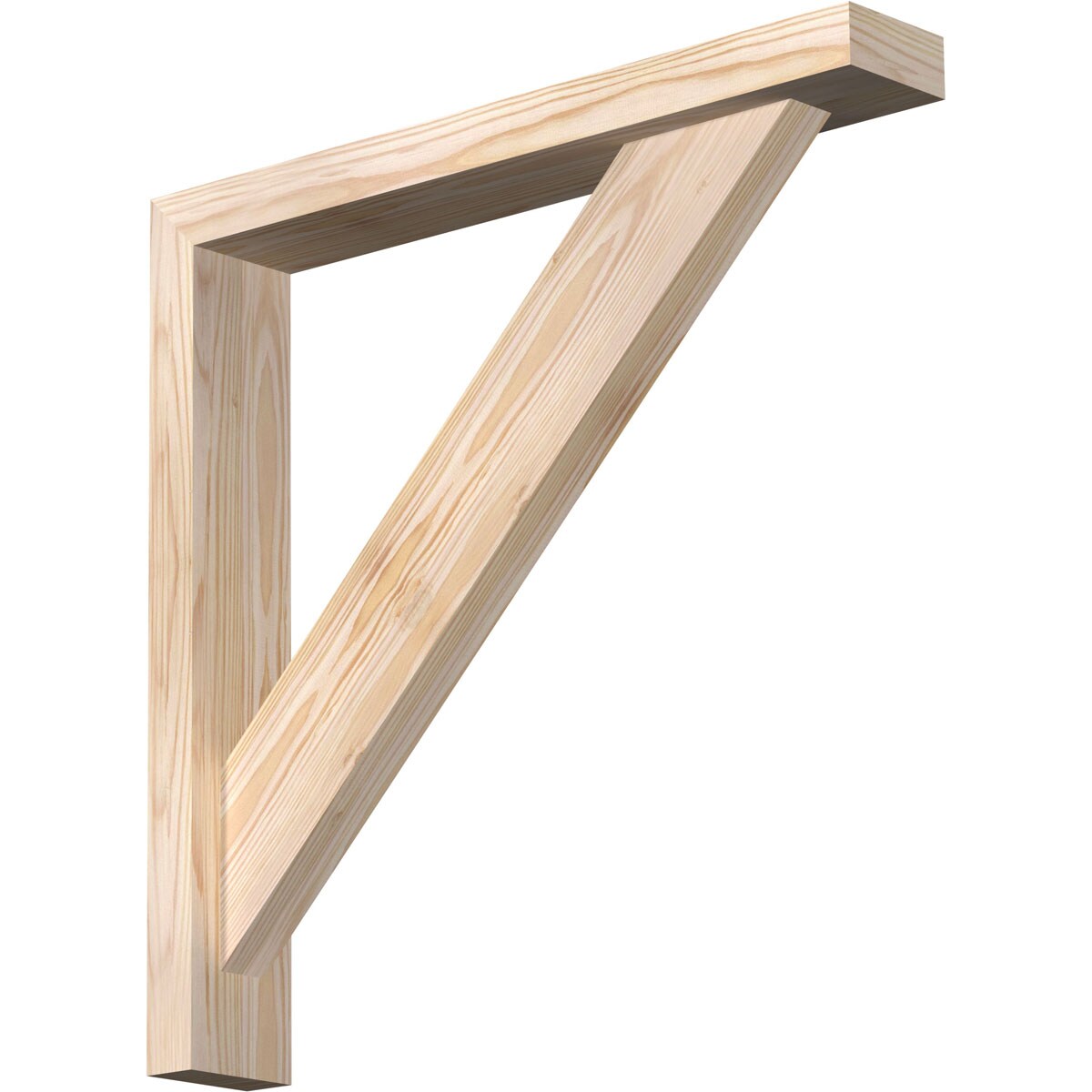 Ekena Millwork 1465020 Traditional block smooth bracket with offset brace 3-1/2-in x 22-in x 22-in Douglas fir Brown Wood Standard bracket