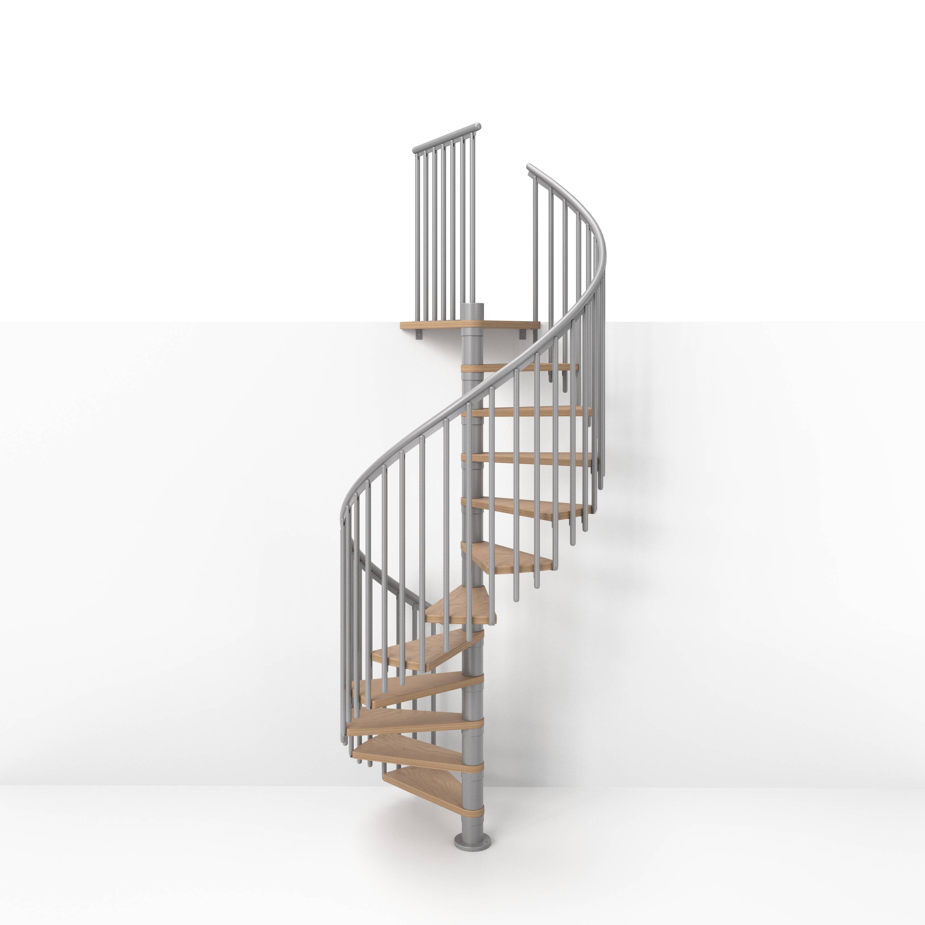 DOLLE 71024-2 Calgary 55-in x 9.2-ft 1 Platform Rails Gray Spiral Staircase Kit , Fits Height: 80.31-in to 110.5-in ( 12 Treads )