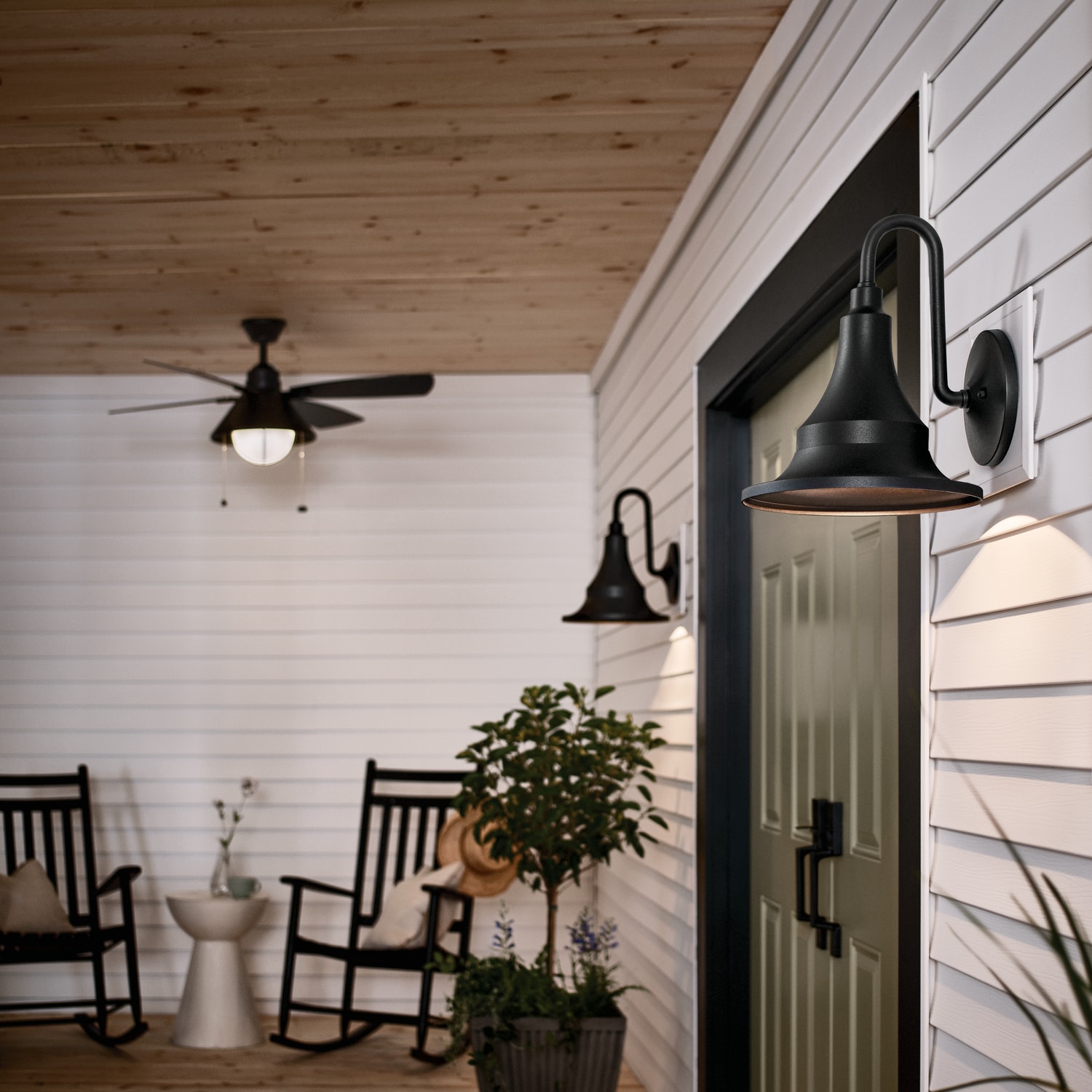 Hampshire Textured Black Bell-Shaped Outdoor Wall Light
