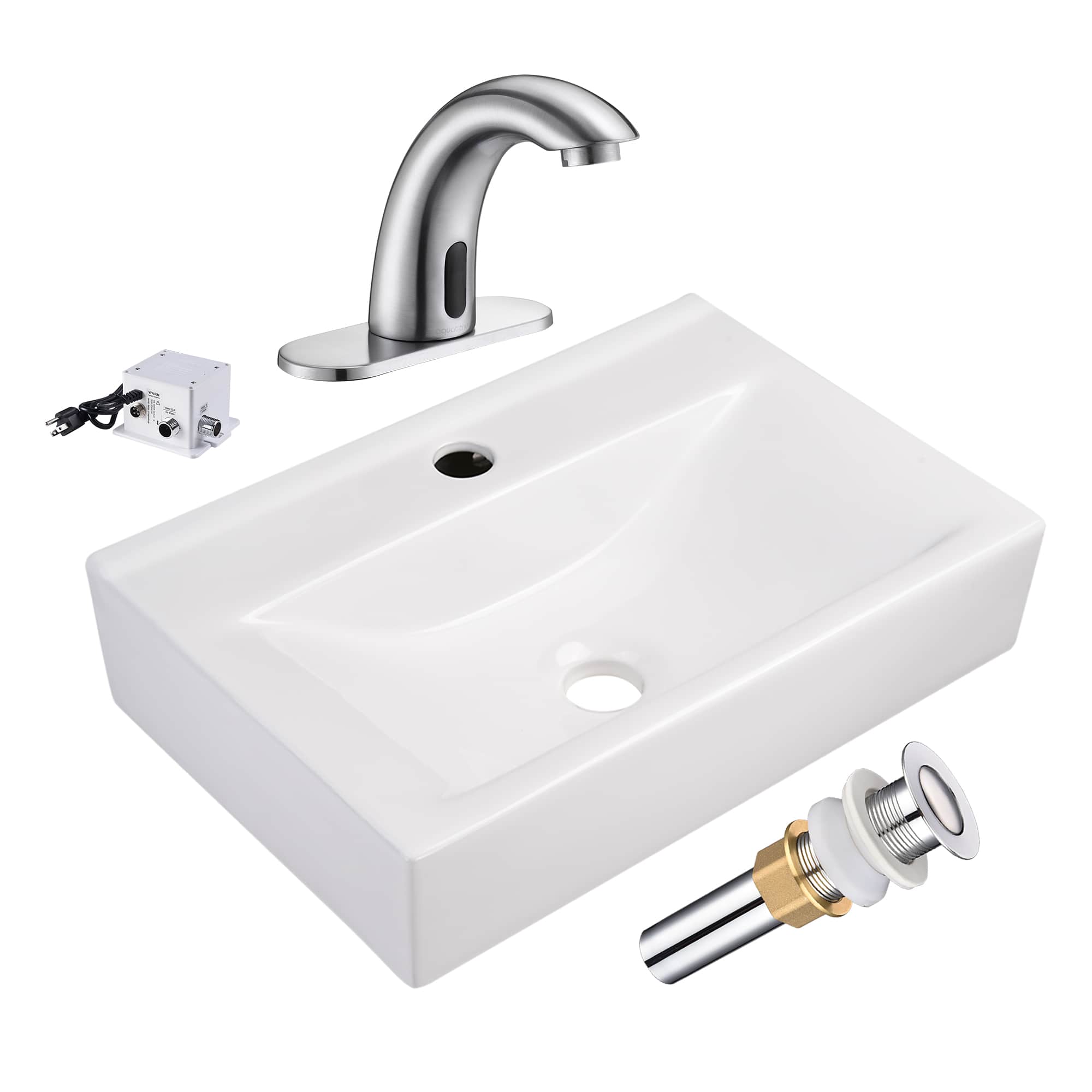 Yescom 80PSKSET025-F5-BN-LO 5 Touchless Bathroom Faucet with Rectangle Vessel Sink Auto Sensor