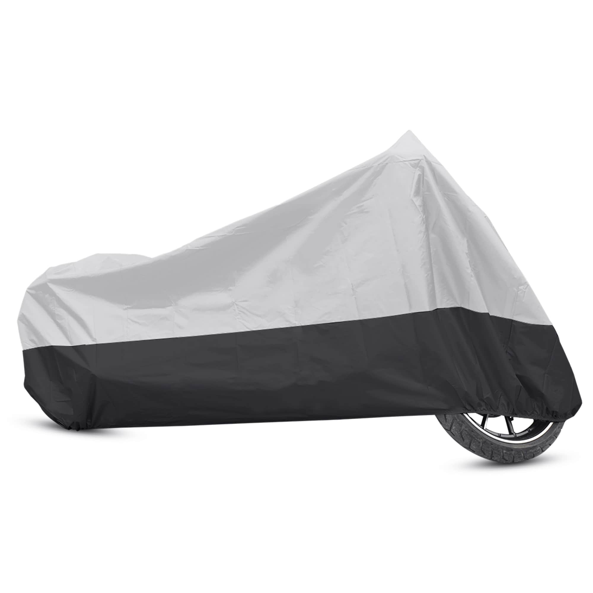 Unique Bargains Motorcycle Cover Motorbike Cover Rain Dust Protector XXXL for Harley Touring Road King Electra Glide Street Glide Full Dress Cruiser Silver Tone Black 190T
