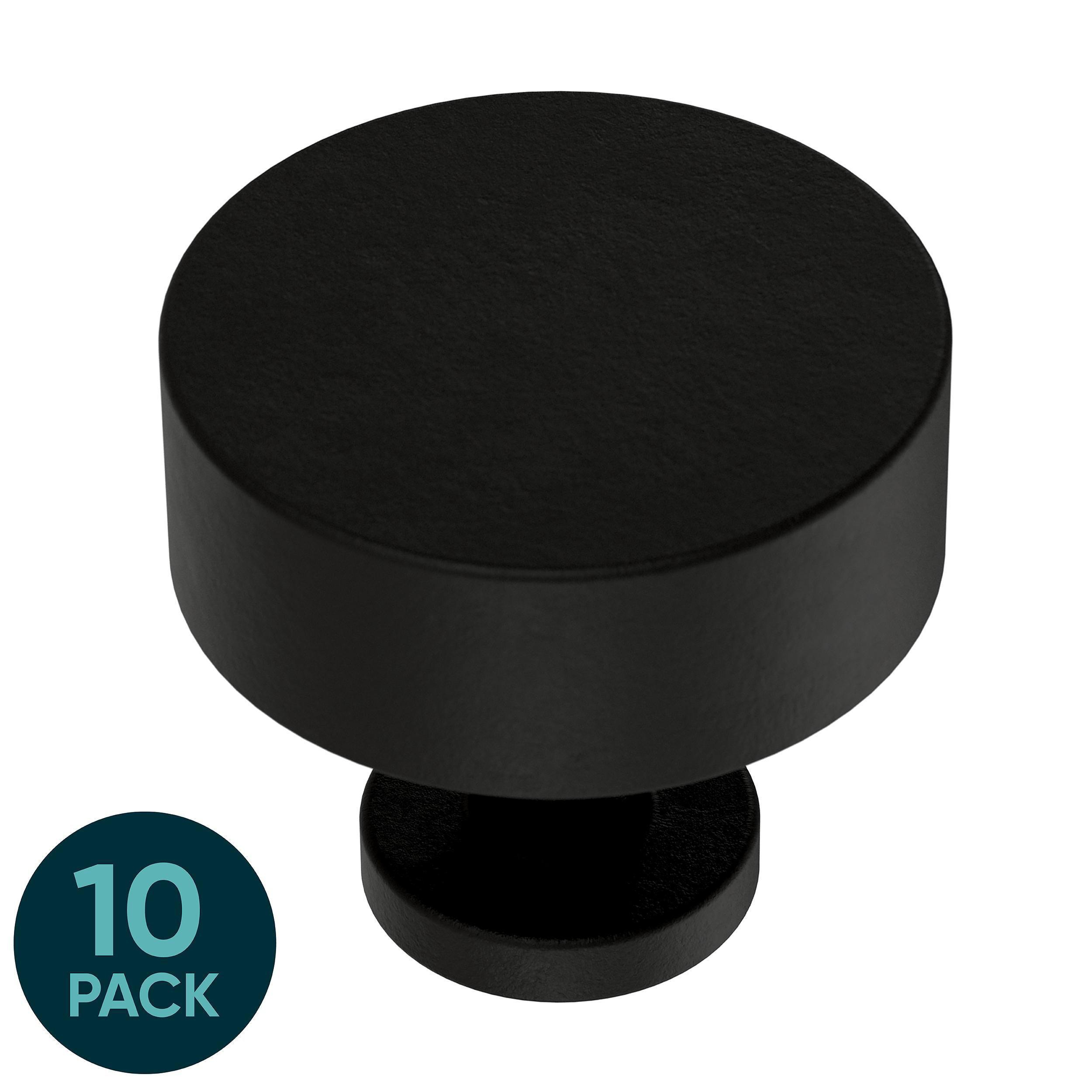 Origin 21 P45992W-FB-SP Siri 1-3/16-in Matte Black Round Modern Cabinet Knob 10 -Pack