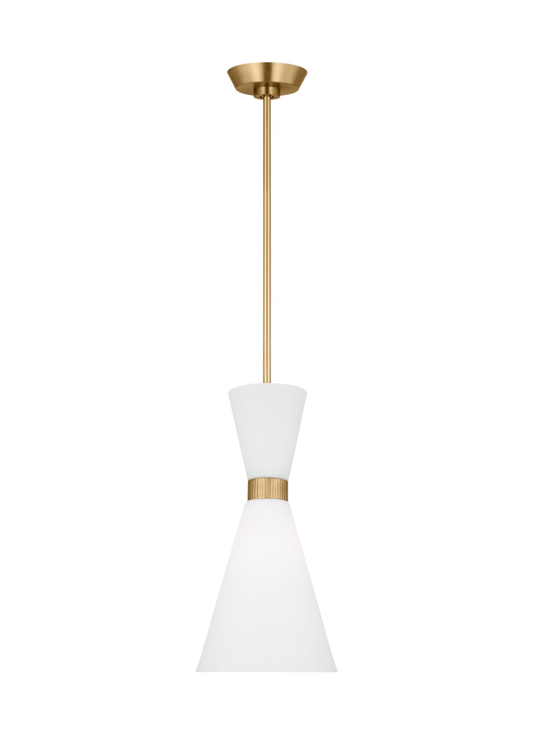 Scott Living DJP1101SB Belcarra Satin Brass Modern/contemporary Etched glass Cone Mini Hanging Pendant light