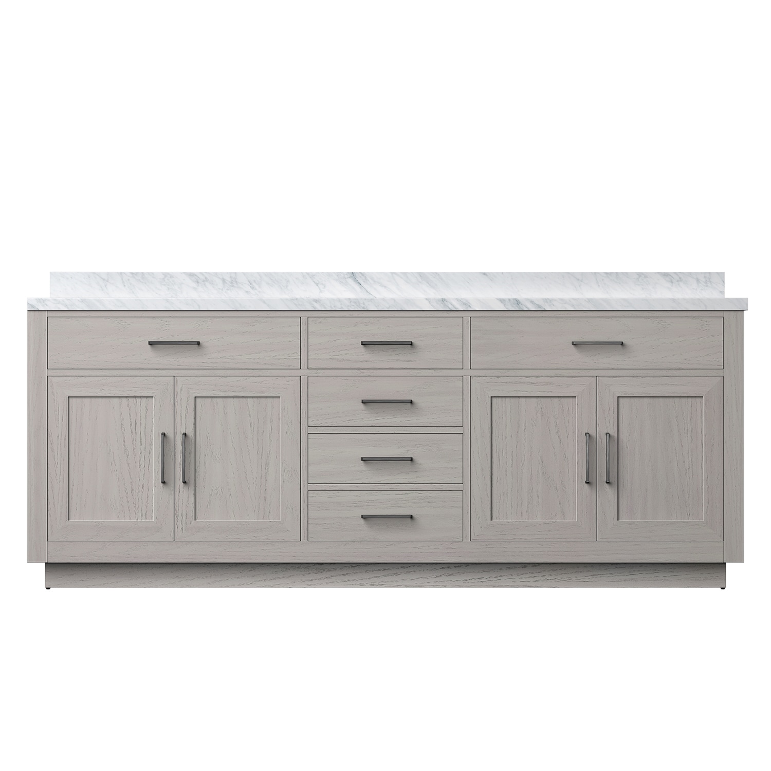 Lexora LVGI84DM100 Gilroy 84-in White Oak Undermount Double Sink Bathroom Vanity with White Carrara Marble Top