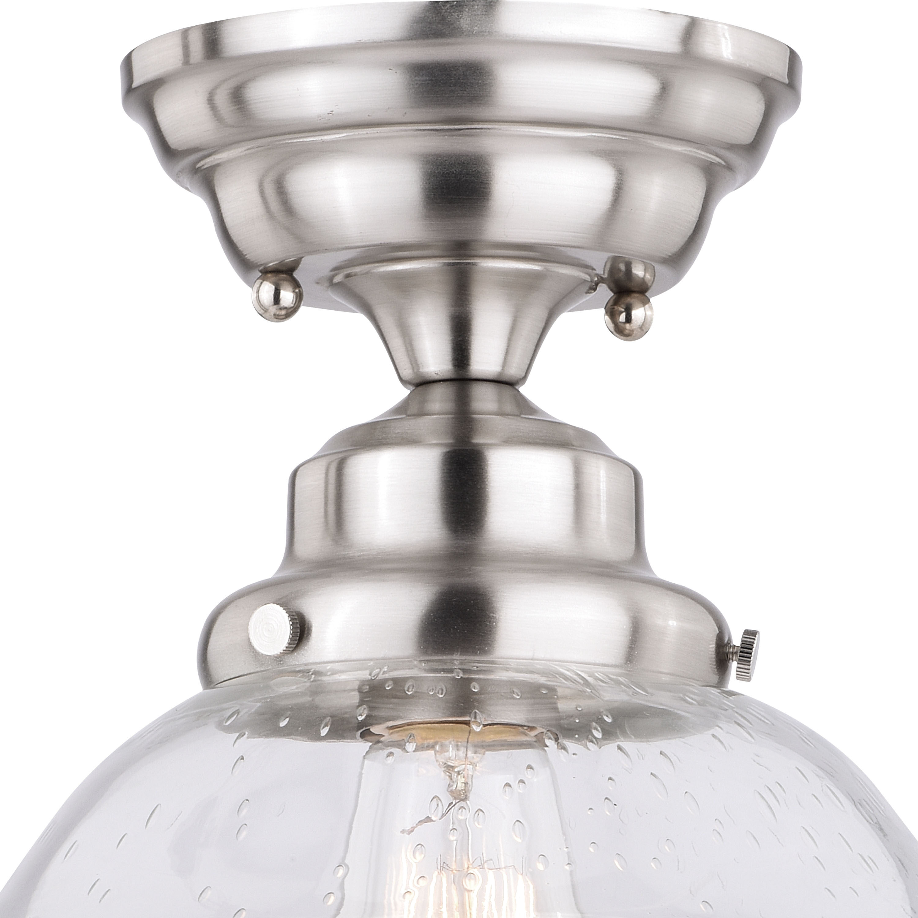 Huntley 12" Satin Nickel Farmhouse Semi Flush Mount Light