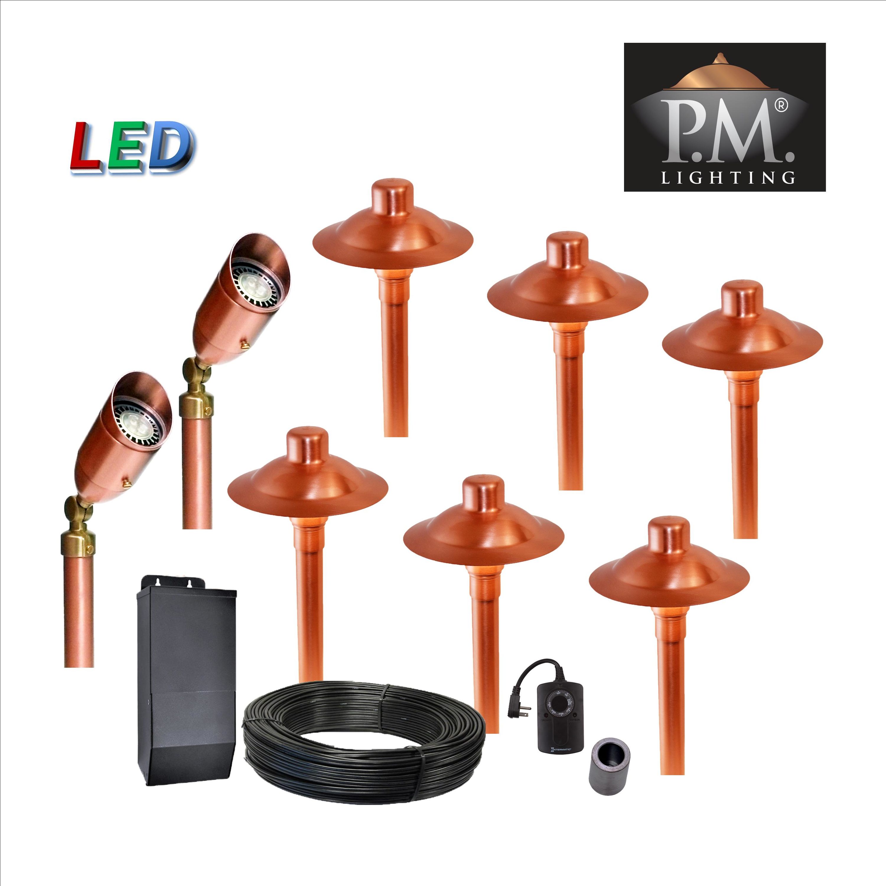 P.M. Lighting 8-Pack 200-Lumen 28-Watt Copper Satin Low Voltage Hardwired LED Outdoor Path Light (2800 K) the Path department at