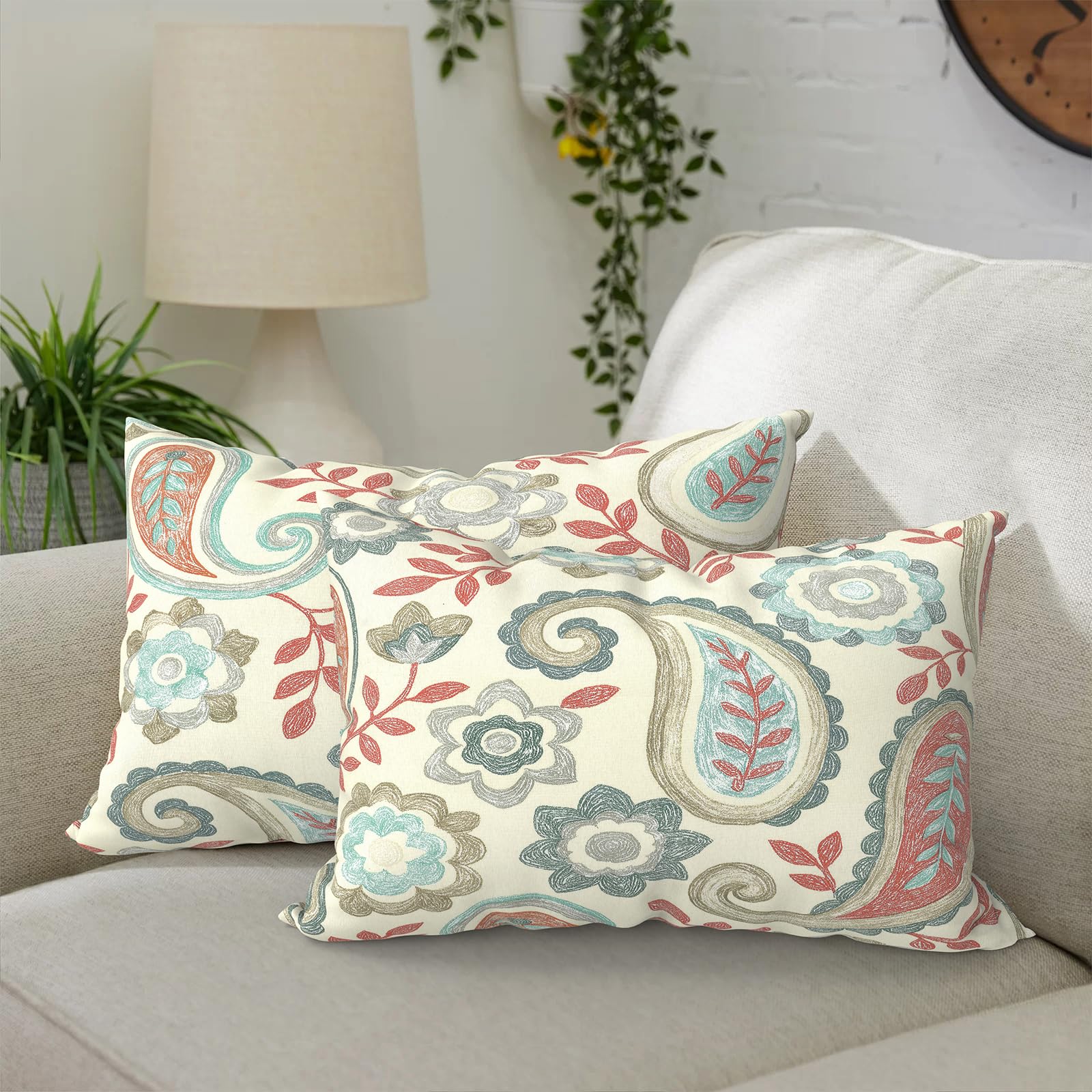 LAIFUCAM  Pack of 2 Waterproof Outdoor Lumbar Pillows with Inserts 12 by 20 in Rectangle Decorative Patio Throw Pillows for Home Sofa Bench and