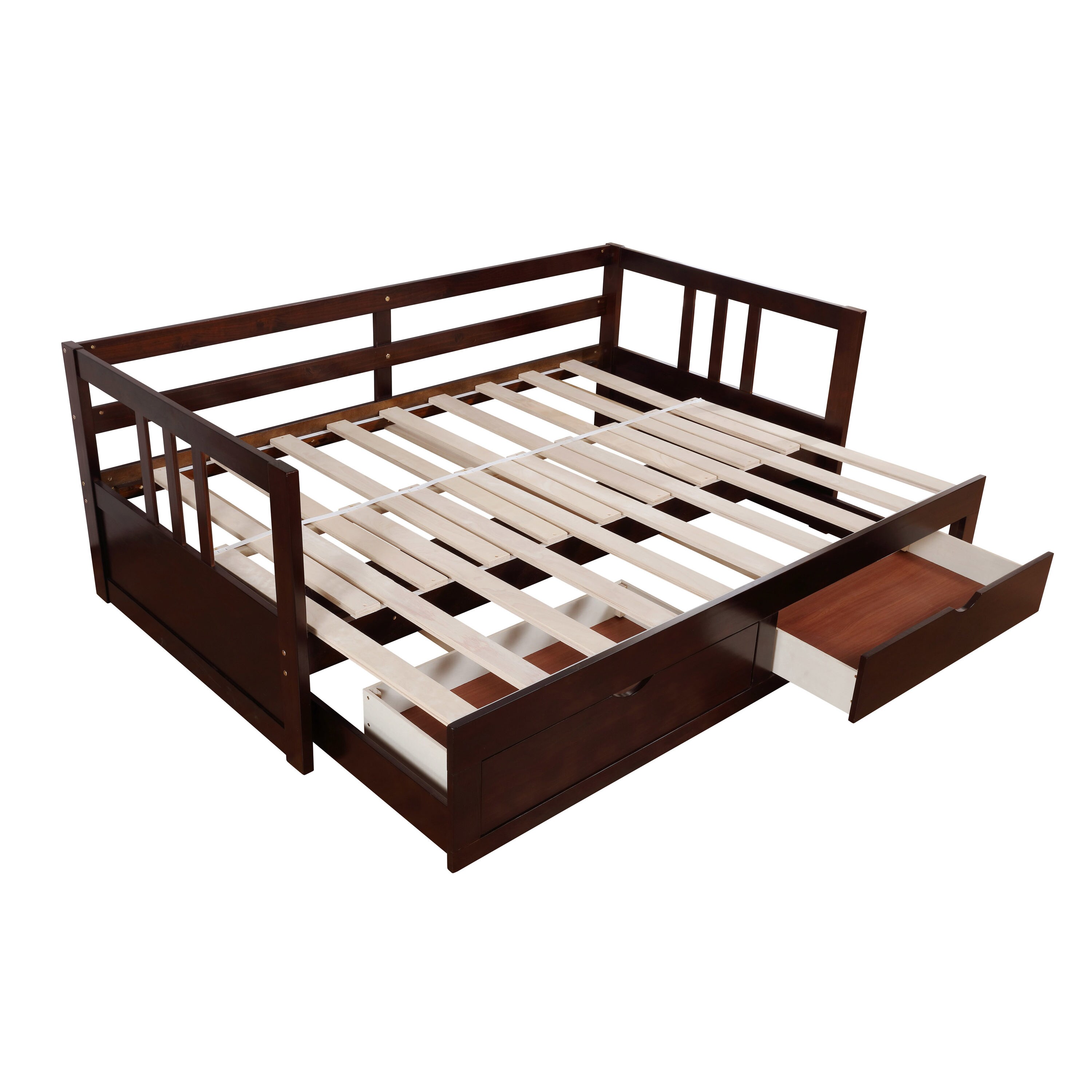 Furniture of America Migwell Chocolate Twin Wood Daybed with Storage in ...