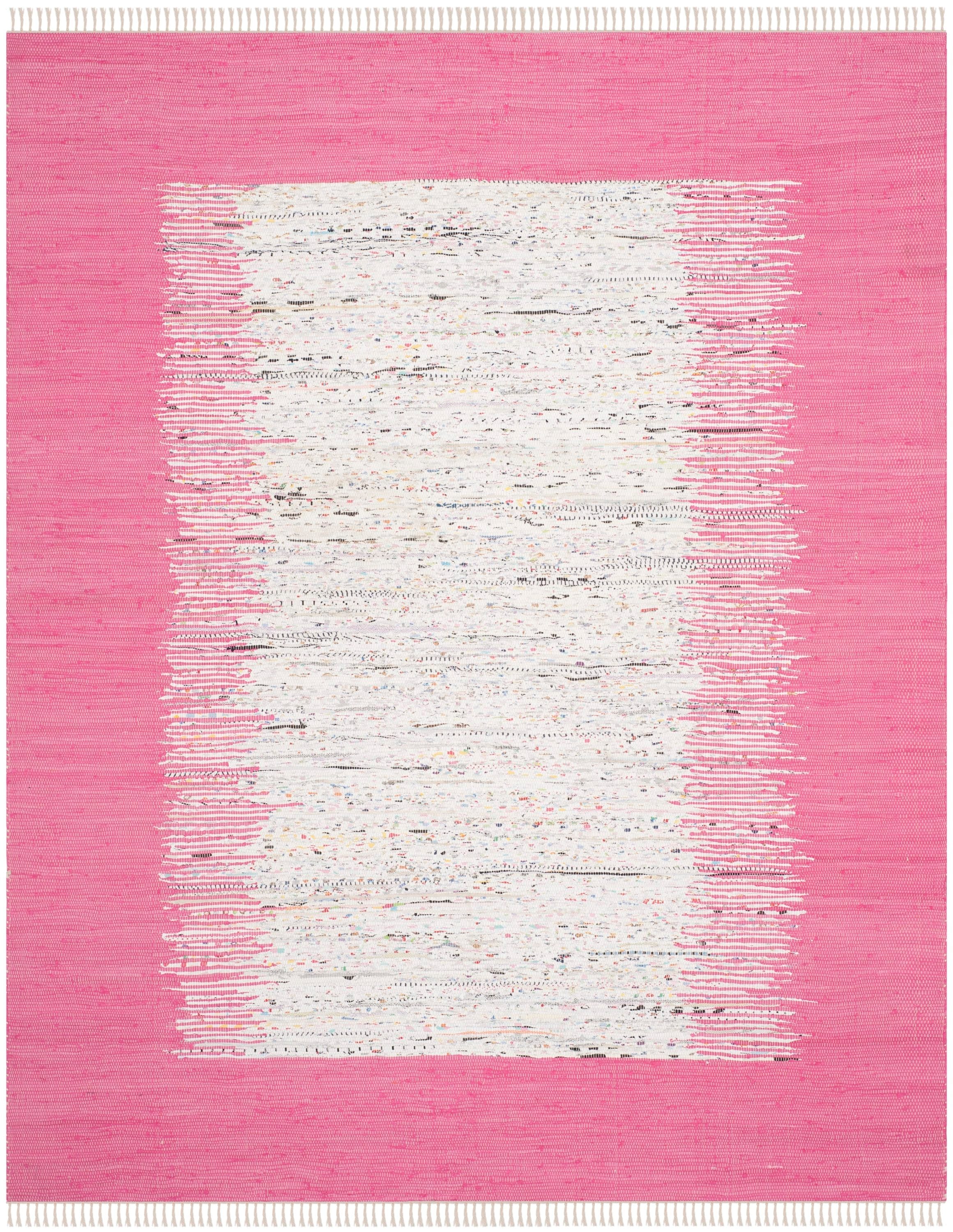 Safavieh MTK711A-8 Montauk Keeling 8 x 10 (ft) Cotton Ivory/Pink Rectangular Indoor Border Coastal Area rug