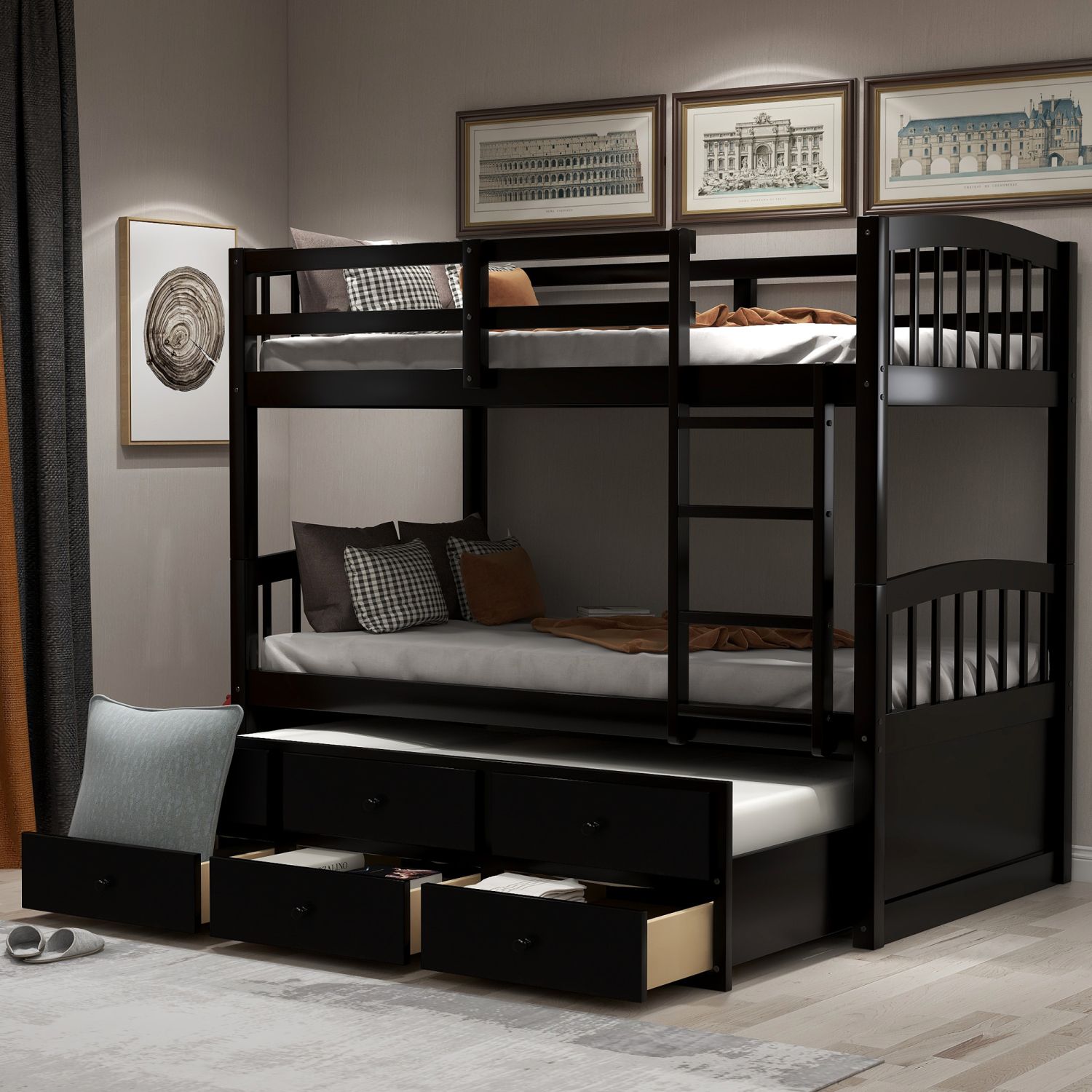 JASMODER LT000071AAP Espresso Twin Composite Platform Bed