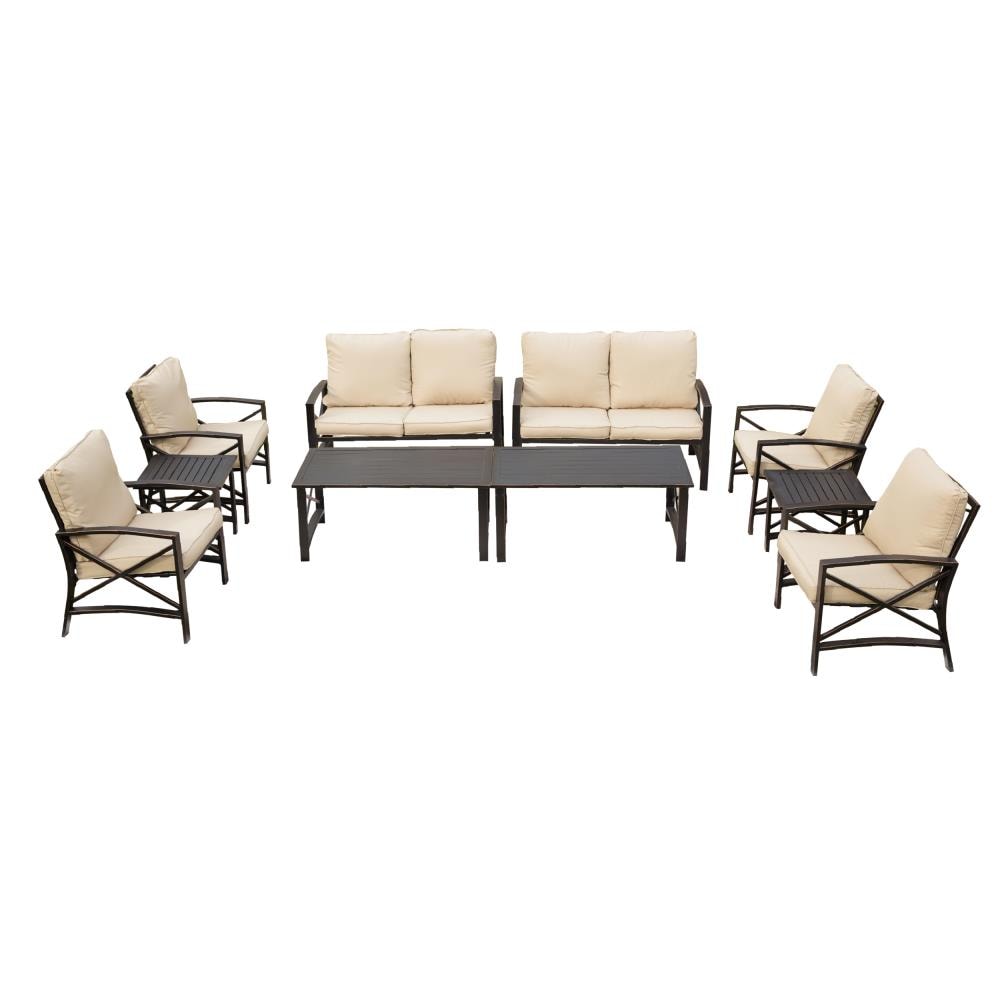Top Home Space TP000-000-030-03019K 19000X2-030X2 10-Piece Patio Conversation Set with Tan Cushions