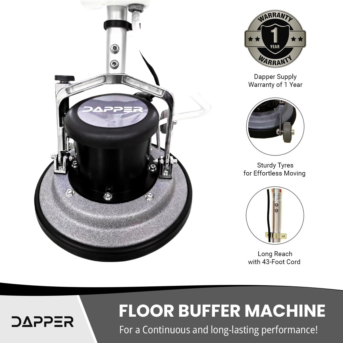 DAPPER SUPPLY Multi-Purpose Carpet and Hard Floor All-in-One 13-in Wet/Dry Orbital Floor Polisher DP-FM1302 Sansujyuku sansujyuku.com