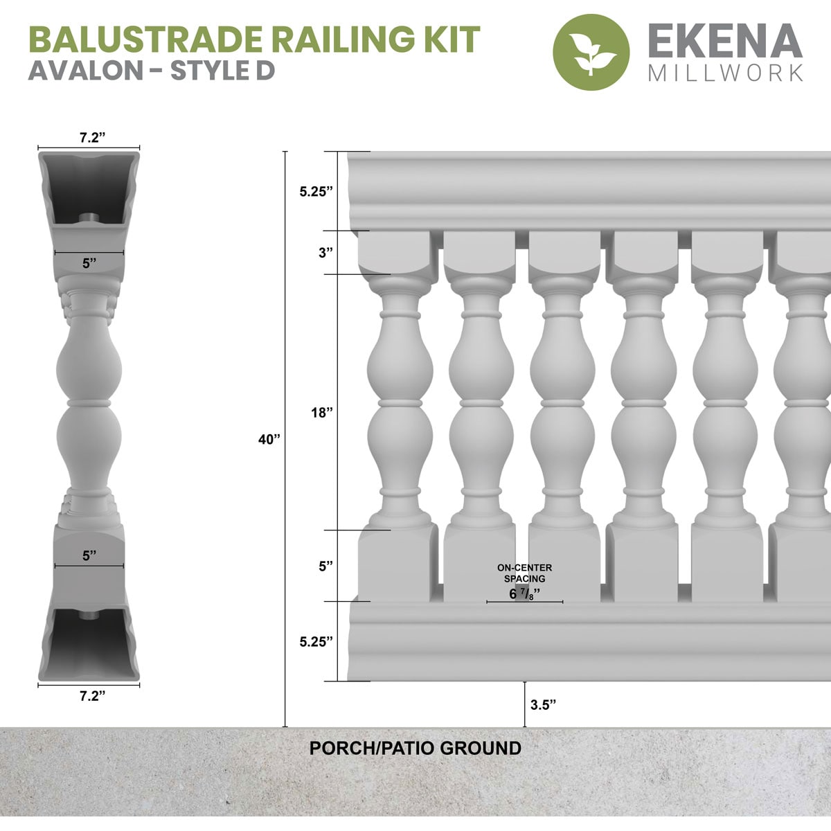 Ekena Millwork BALK40X060AVD railings - View #2