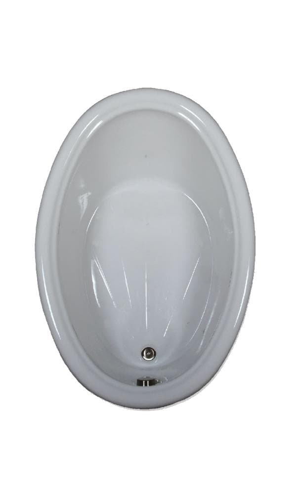 Designer 42-in x 60-in White Acrylic Oval Drop-In Soaking Bathtub (Reversible Drain) | - WaterTECH S6042 WHITE