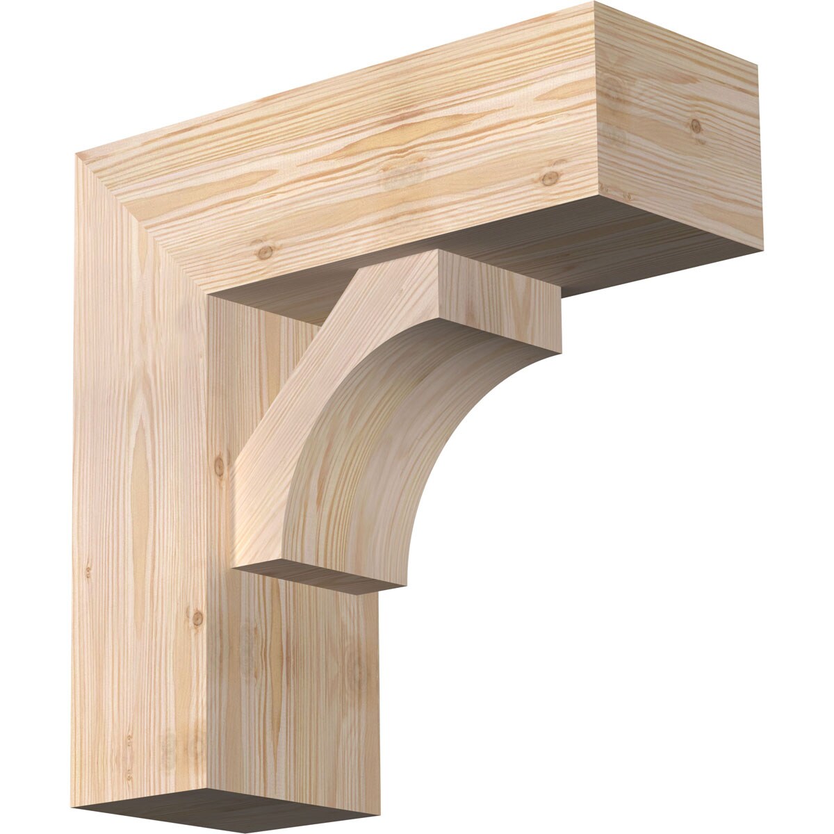 Ekena Millwork 1464666 Westlake Block Smooth Bracket with Offset Brace Douglas Fir Wood Standard Bracket