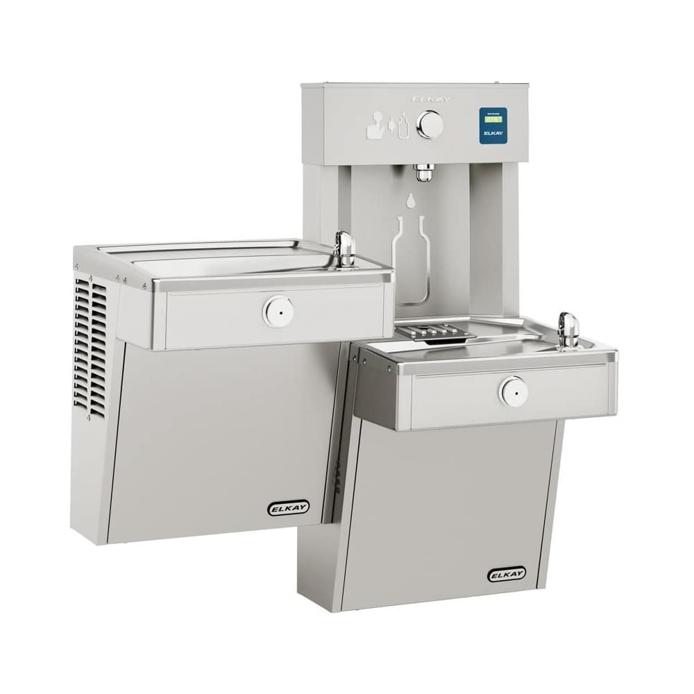 Elkay - VRCTL8WSK EZH2O Wall Mounted BiLevel Drinking Fountain and Bottle Filling Station with C...