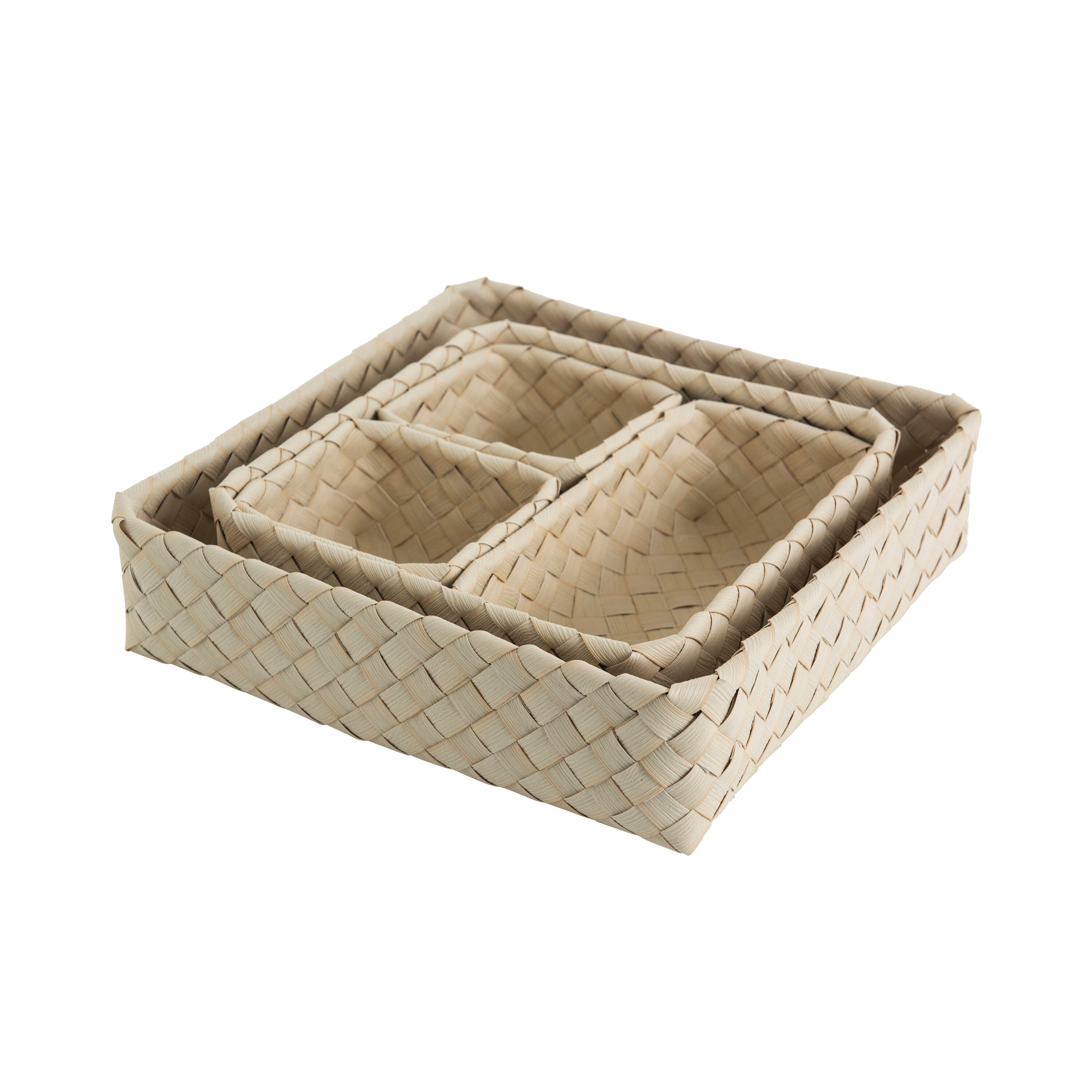 we think storage WTS-RERA002 ( 14.17-in W x 3.94-in H x 14.17-in D ) Beige Rattan Stackable Bin