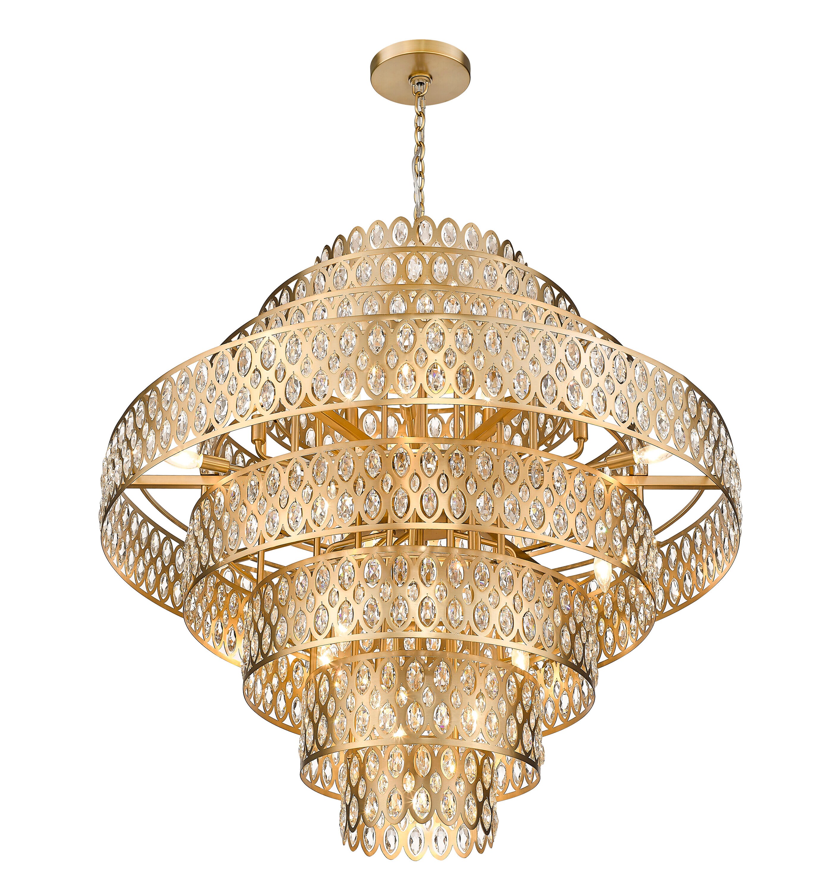Heirloom Brass and Crystal 25-Light Chandelier Pendant