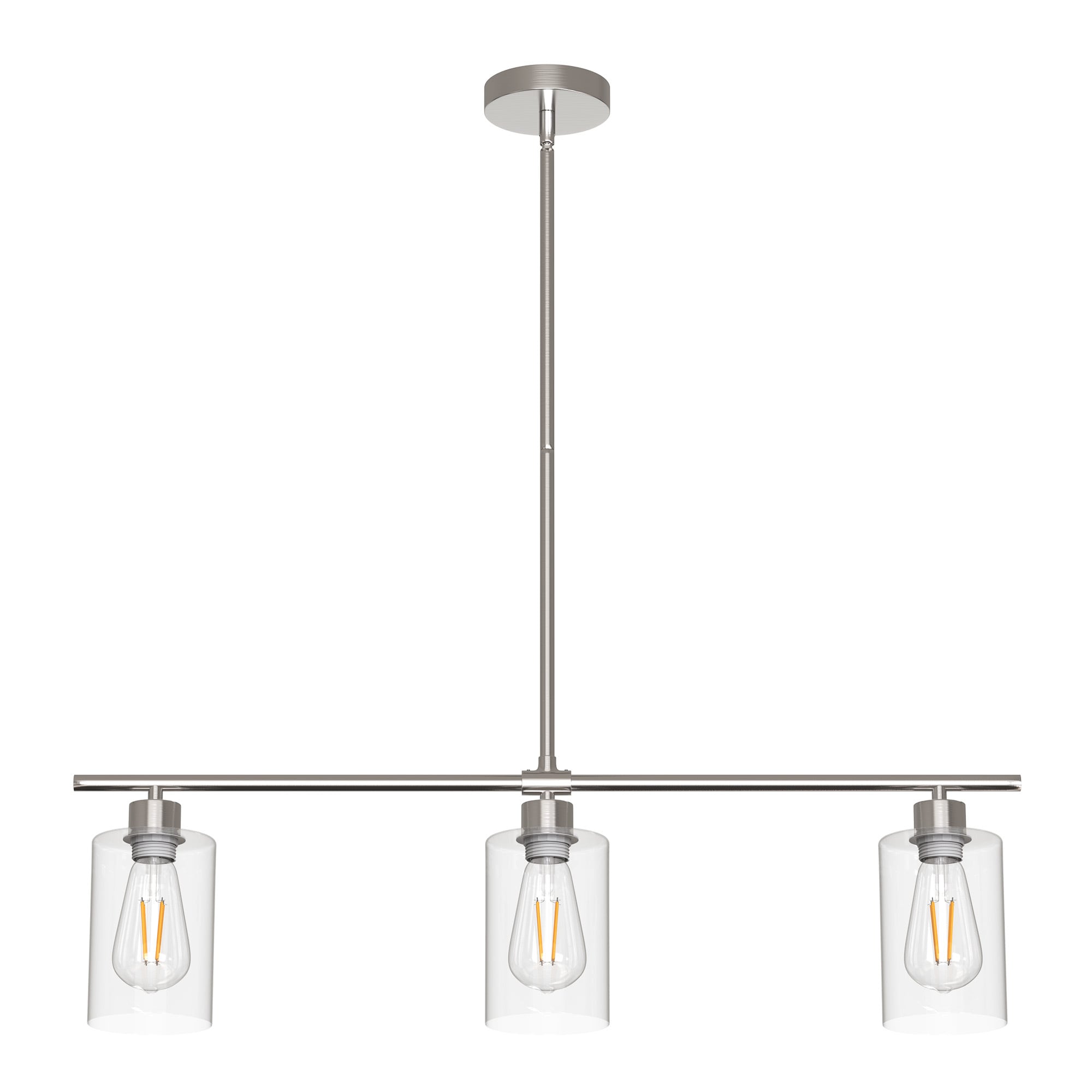 DORESshop LSC-DZ104S 3 Light Chrome Kitchen Island Linear Pendant with Clear Glass Shades