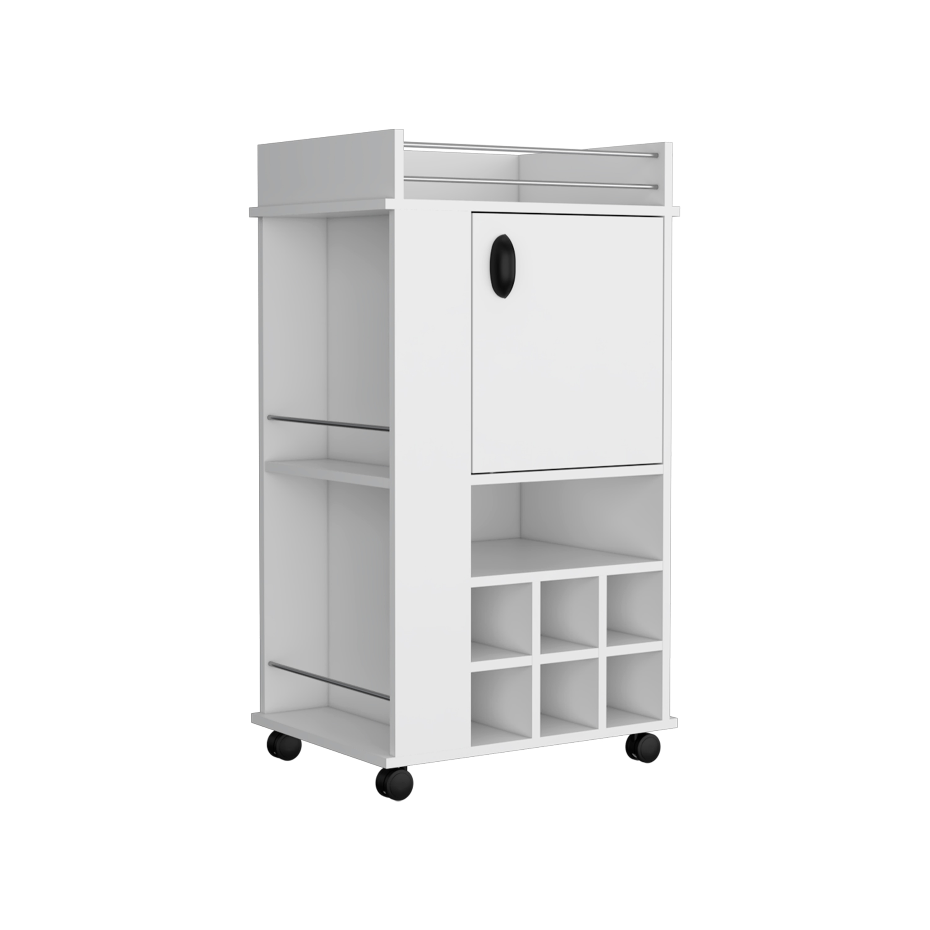 Runesay KI-95 White MDF Base with MDF Rolling Kitchen Island ( 21.70-in x 16.3-in x 38.8-in )