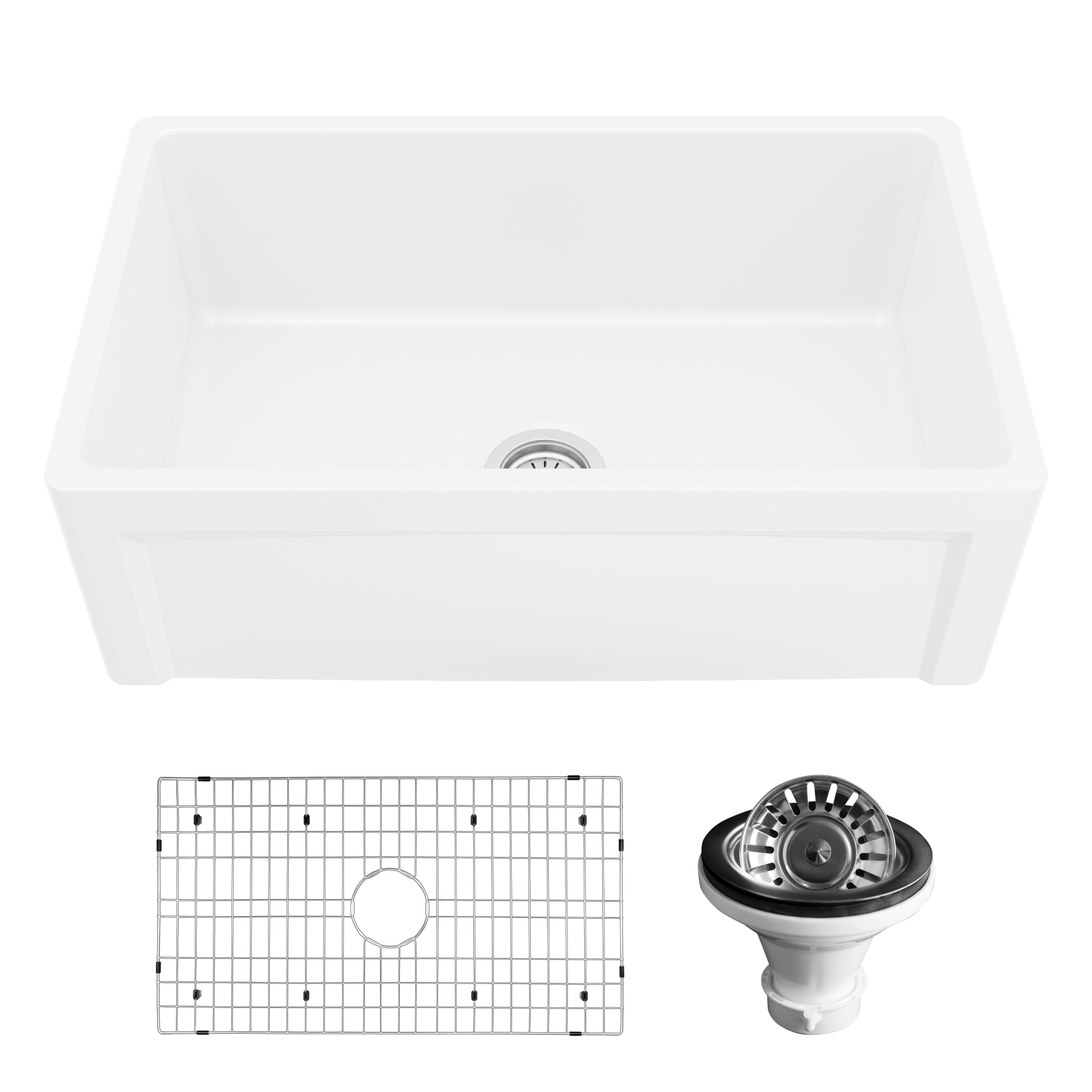 White 30" Single Bowl Fireclay Farmhouse Kitchen Sink