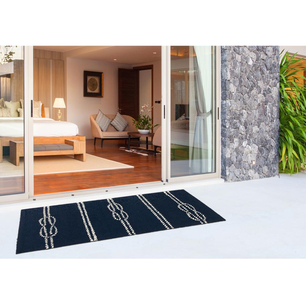 Liora Manne CAPR5163633 Capri 2 x 5 (ft) Tufted Polyester Navy Rectangular Indoor/Outdoor Coastal Runner rug