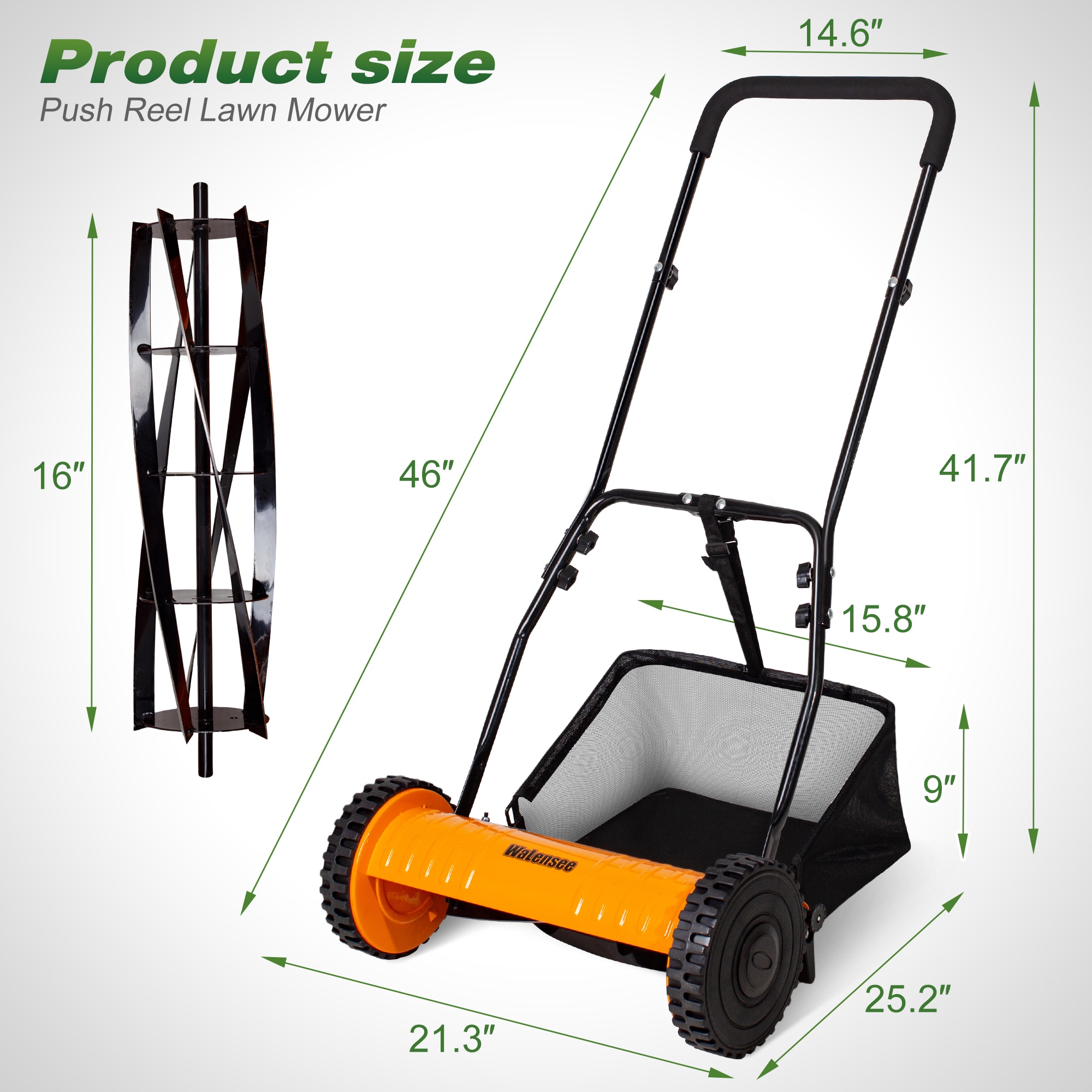 Walensee WBLM-001-14-LS Push-Mower-Reel - View #2