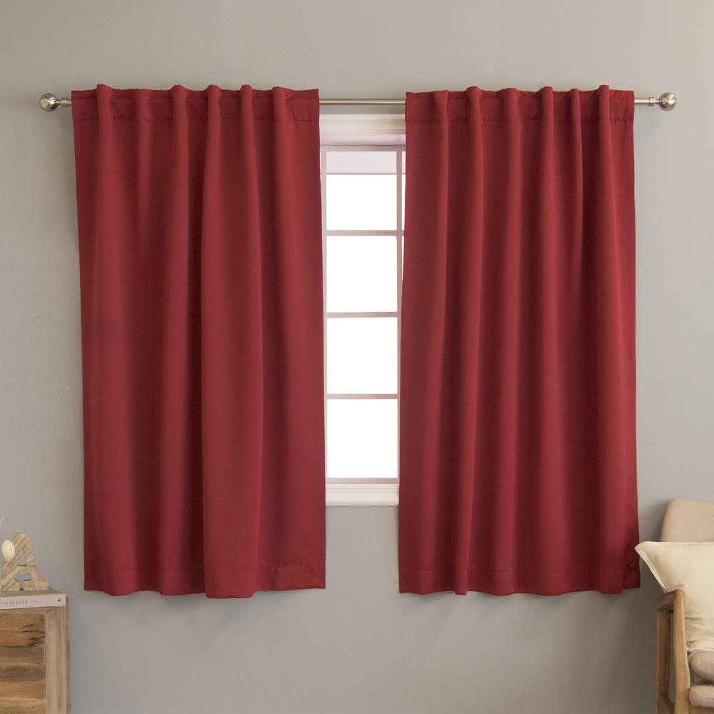 Best Home Fashion 63-in Cardinal Red Blackout Back Tab Curtain Panel Pair  in the Curtains & Drapes department at