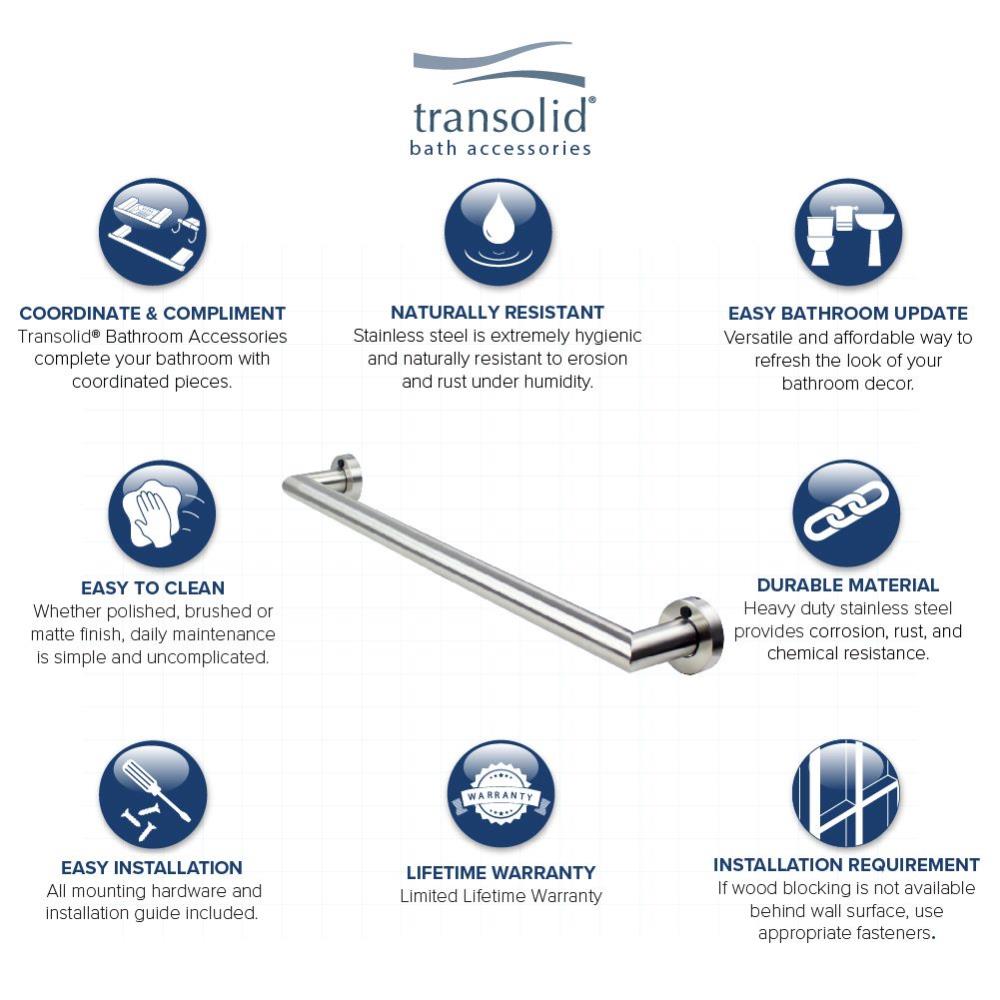 Transolid Z-Series 17.71-in Brushed Stainless Wall Mount ADA