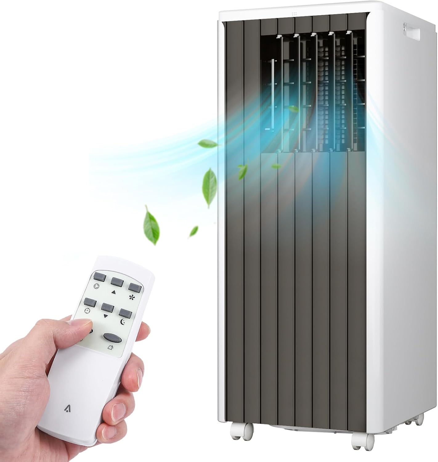 Qeetex ZYS-PHO-0XHWW41K 8000 BTU Portable Air Conditioner with Remote Digital Display 3-in-1 Cooling Fan Dehumidifier Cools Rooms up to 350 Sq Ft Sleep Mode Timer Window Exhaust Kit Included