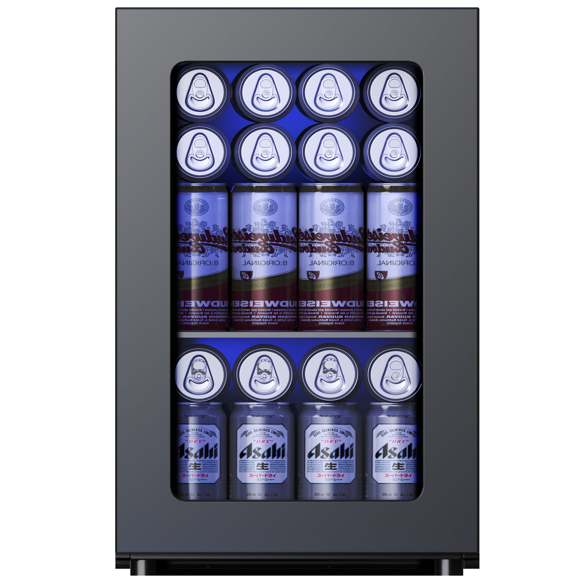 SIMZLIFE WC-6B 11-in W 24 -Can Capacity Black Built-in/Freestanding Indoor Beverage Refrigerator with Glass Door