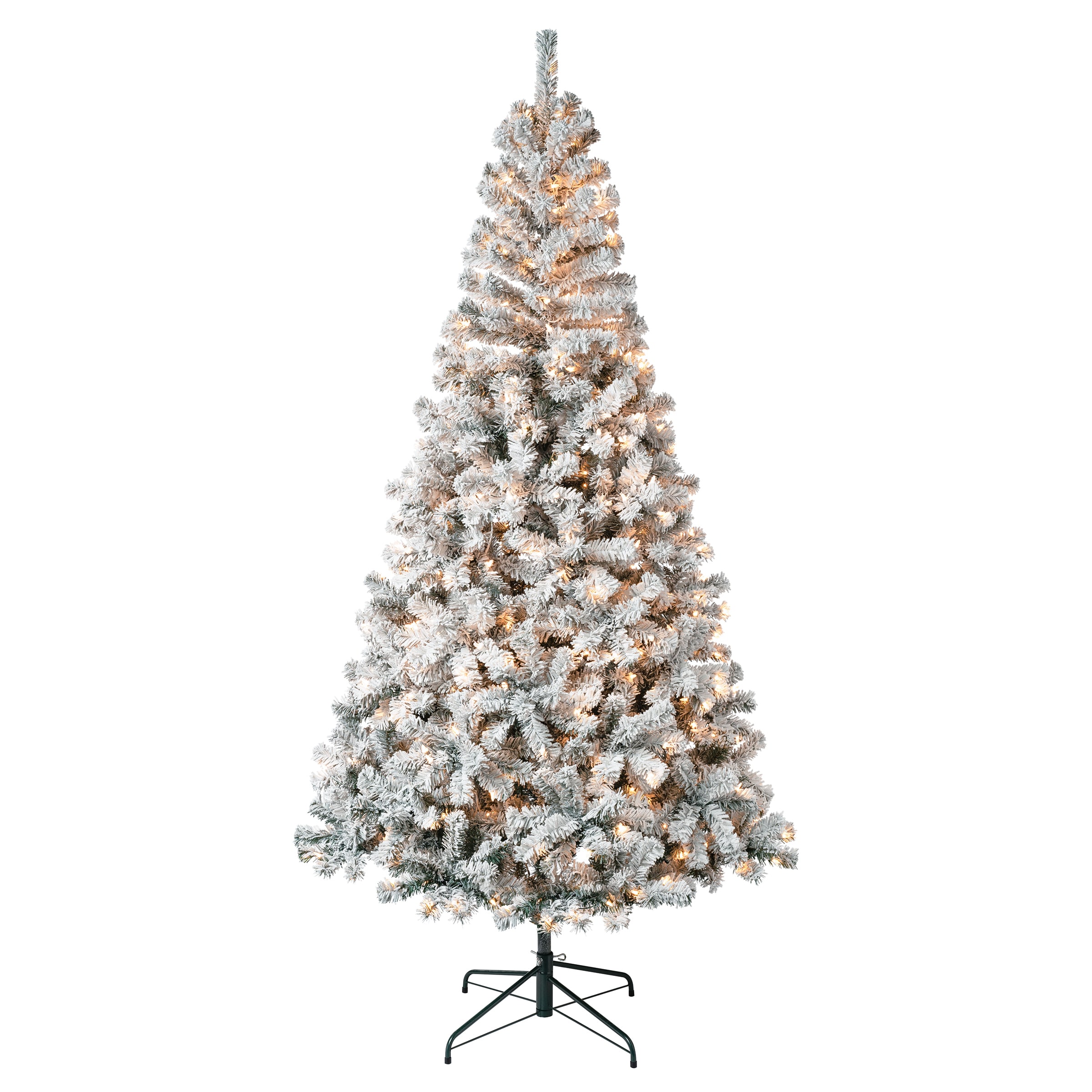 National Tree Company AC100-300-75F 7.5-ft Pre-lit Slim Flocked Artificial Christmas Tree with Clear Incandescent Lights