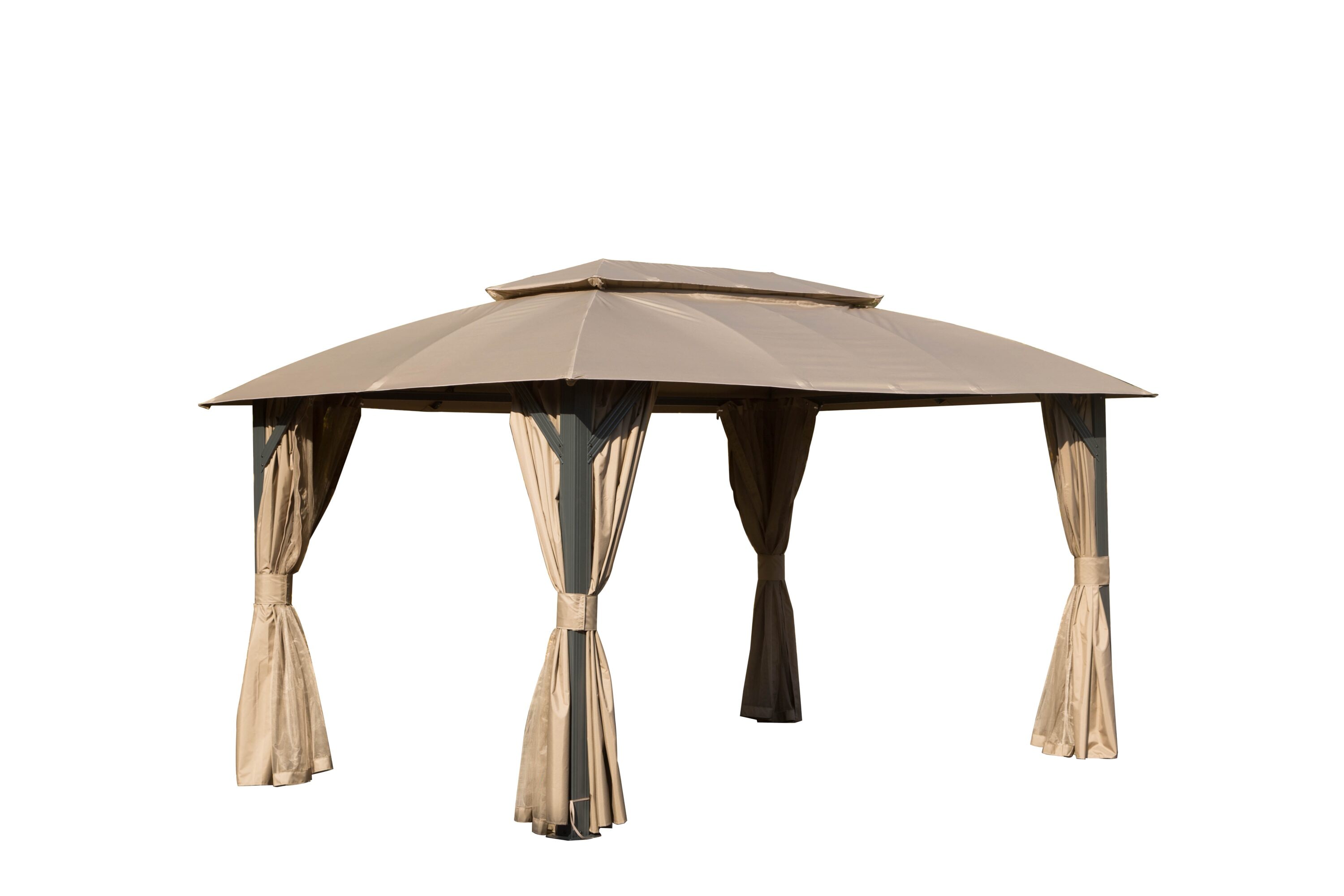 CESICIA GA-ZT-13 14-ft x 10-ft Gazebos Brown Gazebo with Soft Top Roof (Screen Included)