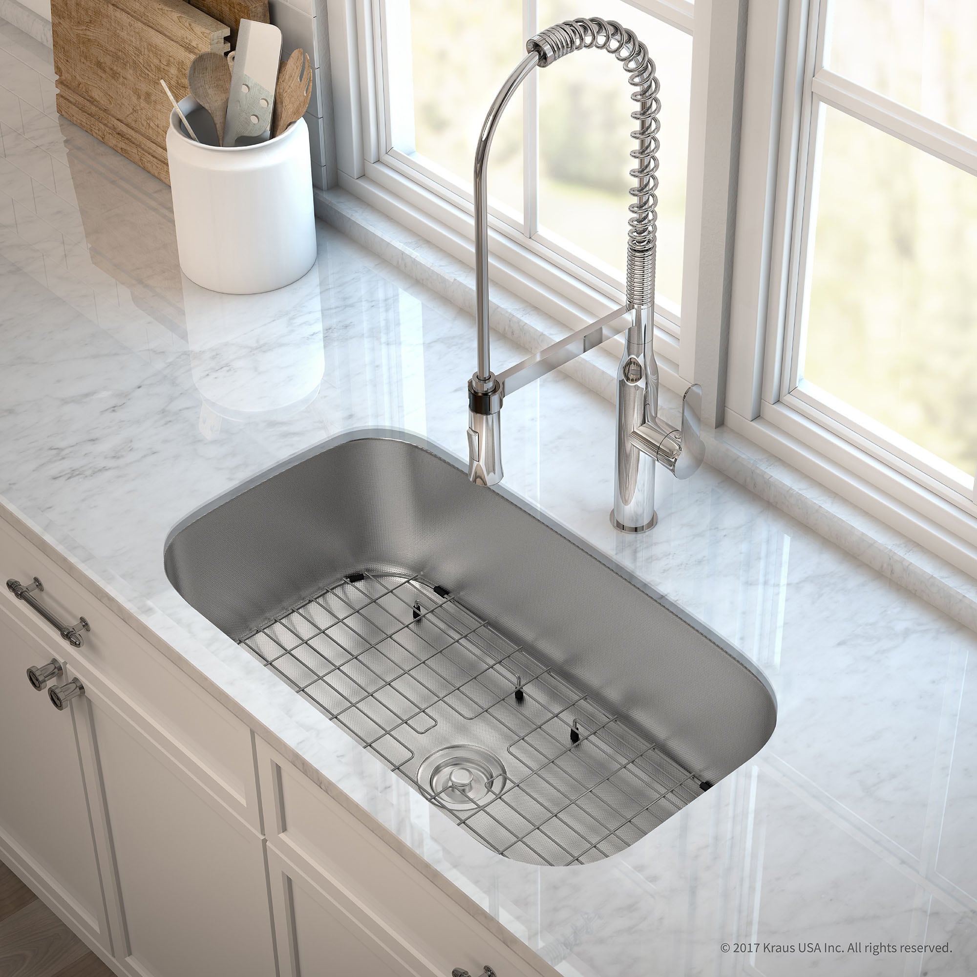 Kraus Outlast MicroShield Undermount 31.5-in x 18.38-in Stainless Steel Single Bowl Kitchen Sink