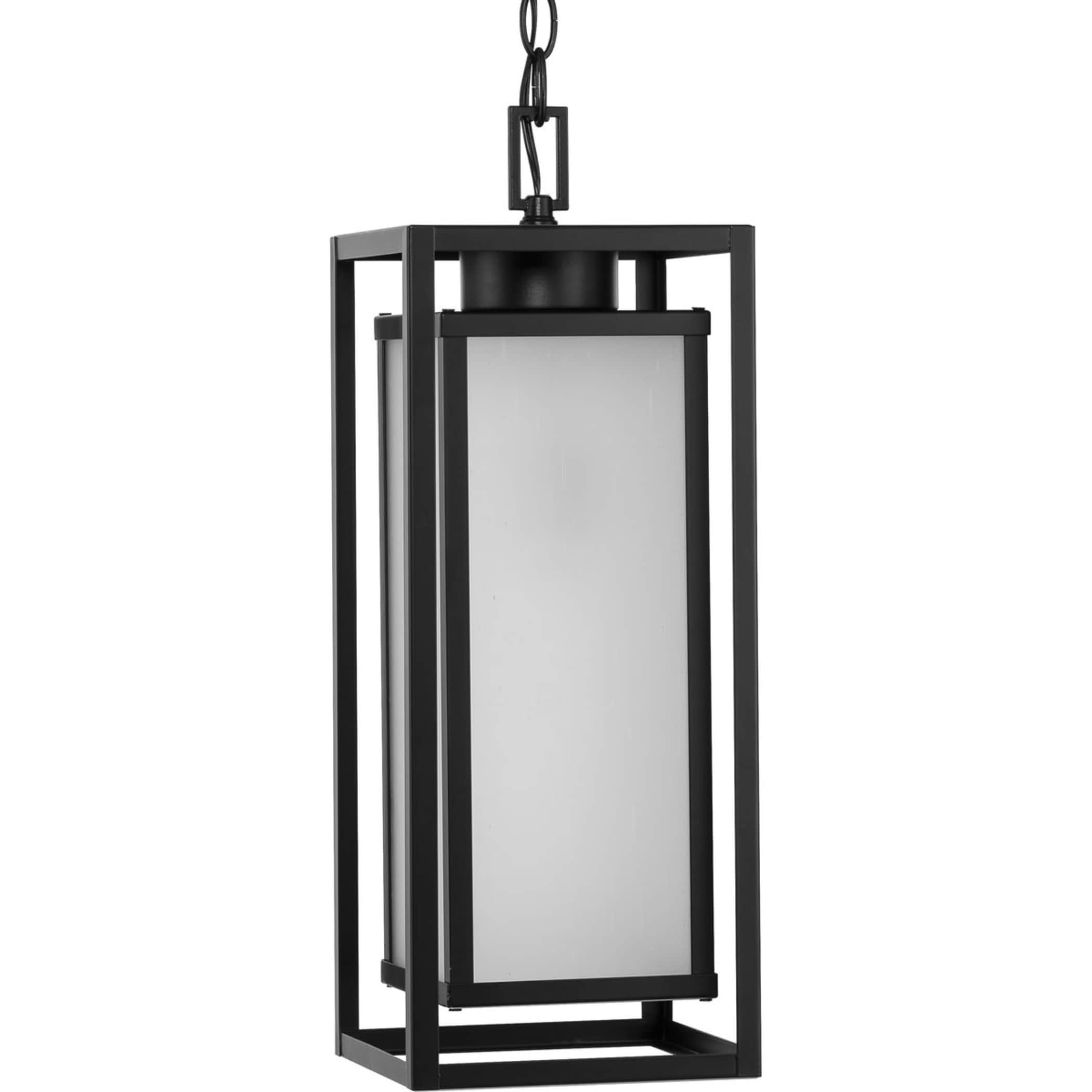 Matte Black Glass Indoor/Outdoor Hanging Lantern