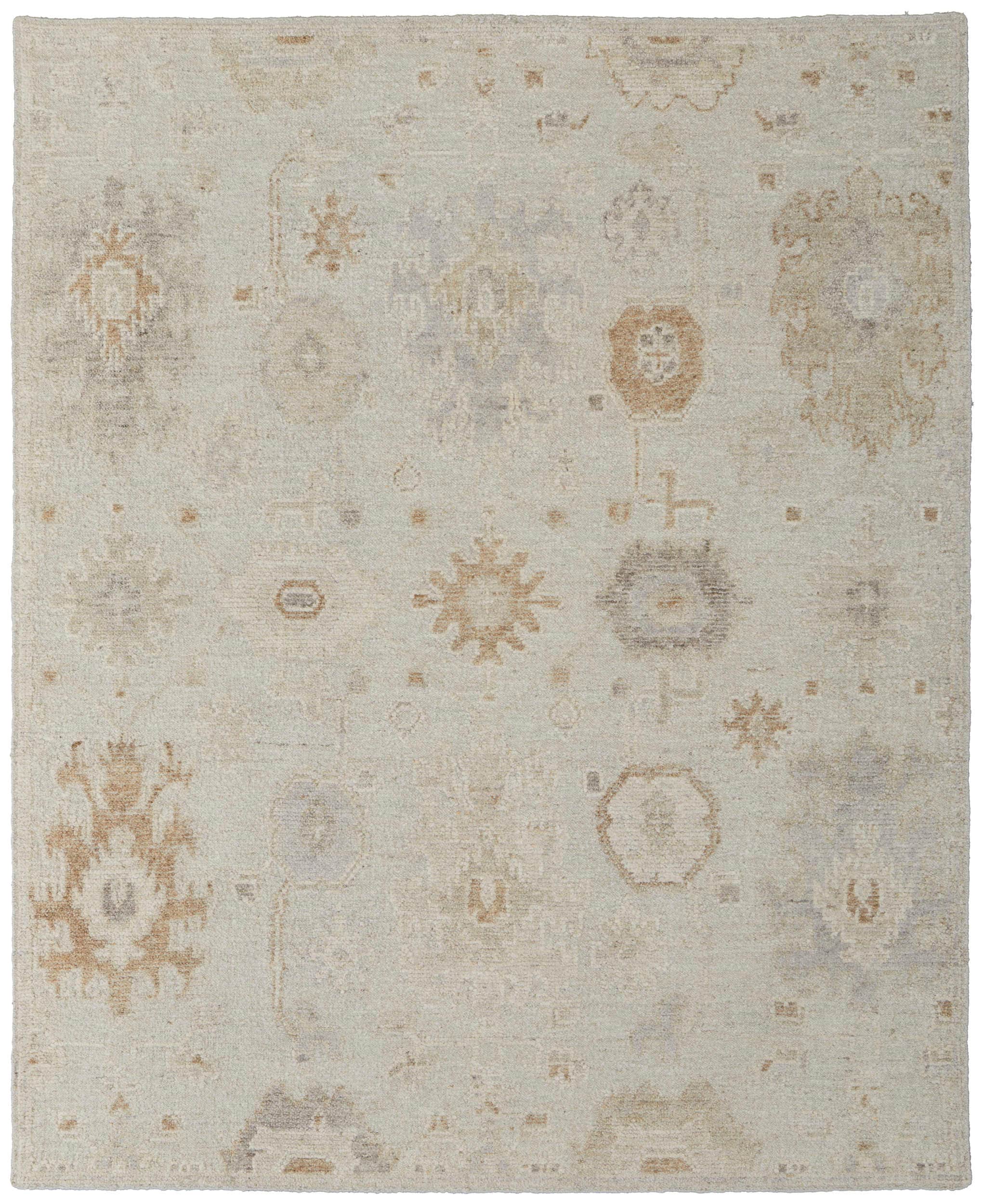 Room Envy GFTR69F9LSV000H50 10 x 14 (ft) Loomed Wool Tan/Ivory/Orange Rectangular Indoor Floral/Botanical Area rug