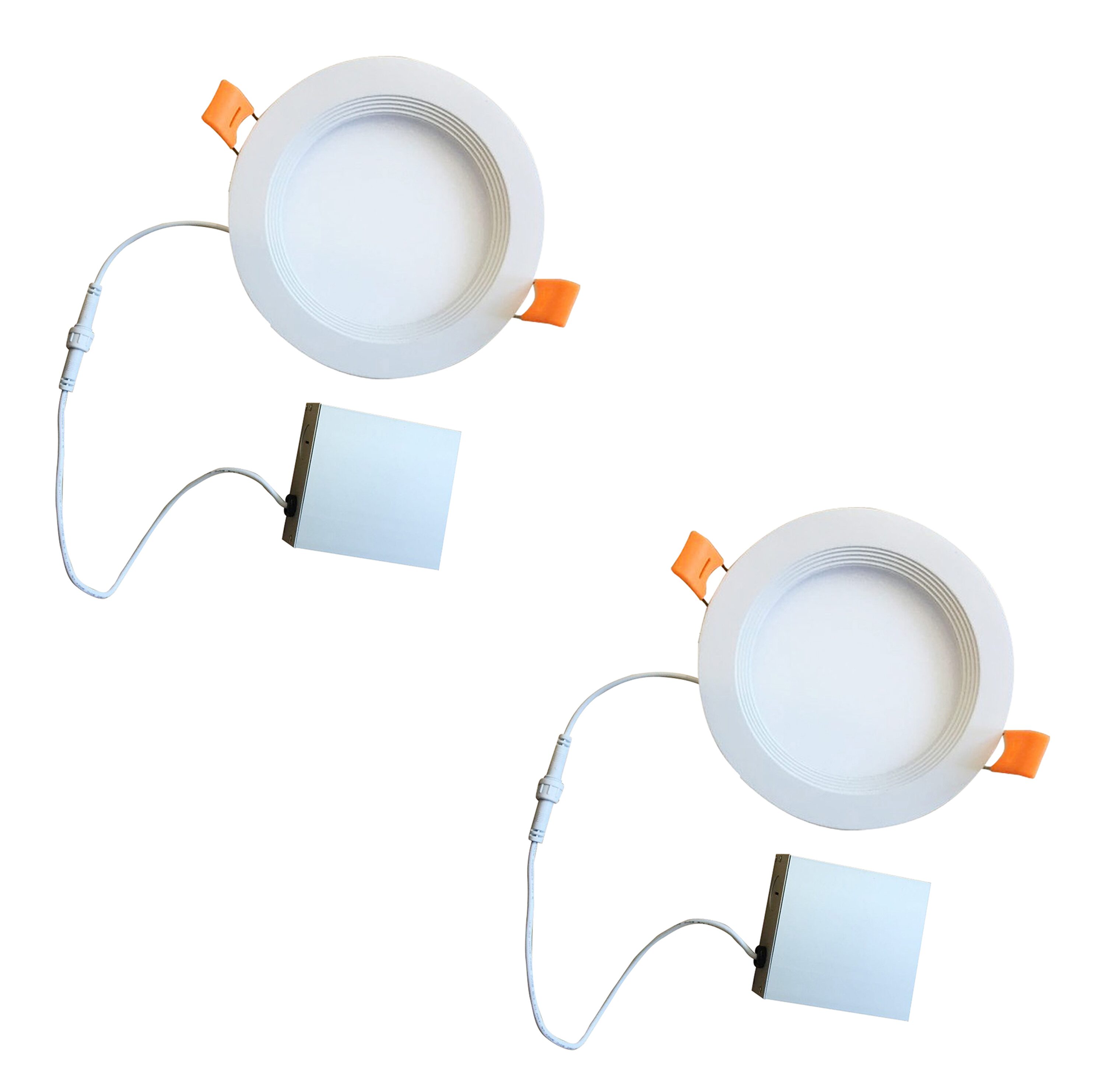 Bulbrite 861681 White 8-in 1400.0 -Lumens Warm White Round Dimmable LED Canless Damp rated Recessed Downlight 2.0 -Pack